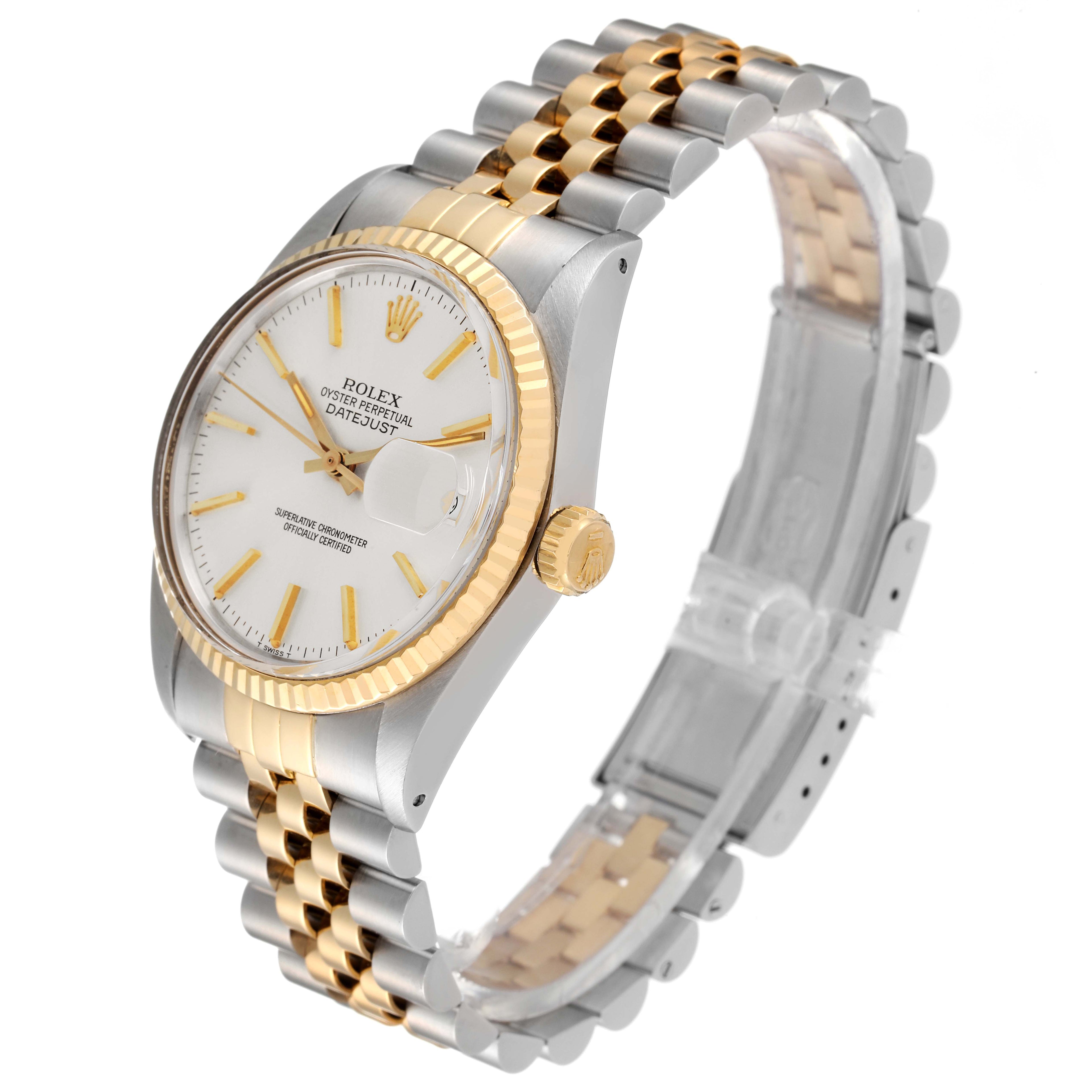 Rolex Datejust 36 Steel Yellow Gold Silver Dial Vintage Mens Watch 16013