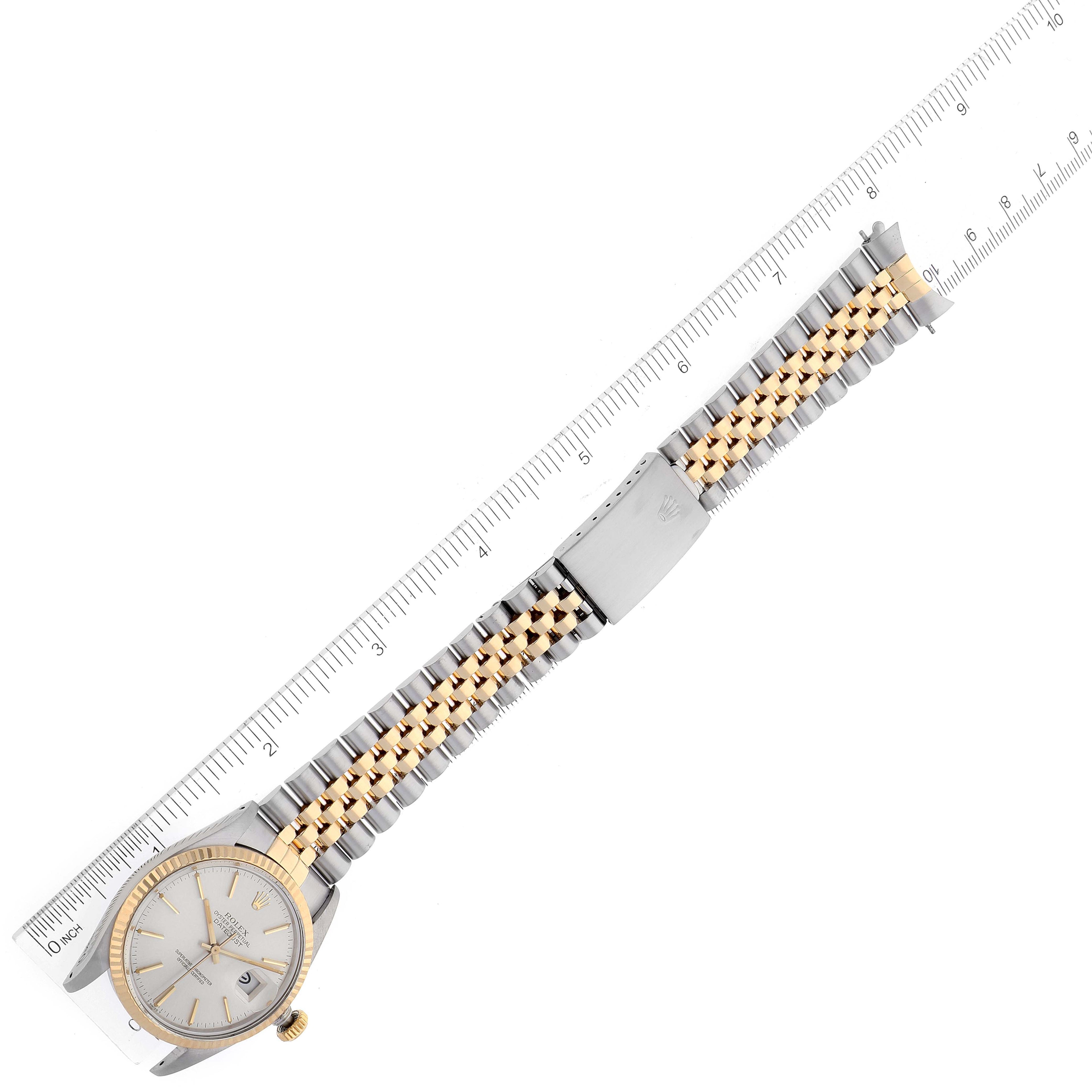 Rolex Datejust 36 Steel Yellow Gold Silver Dial Vintage Mens Watch 16013