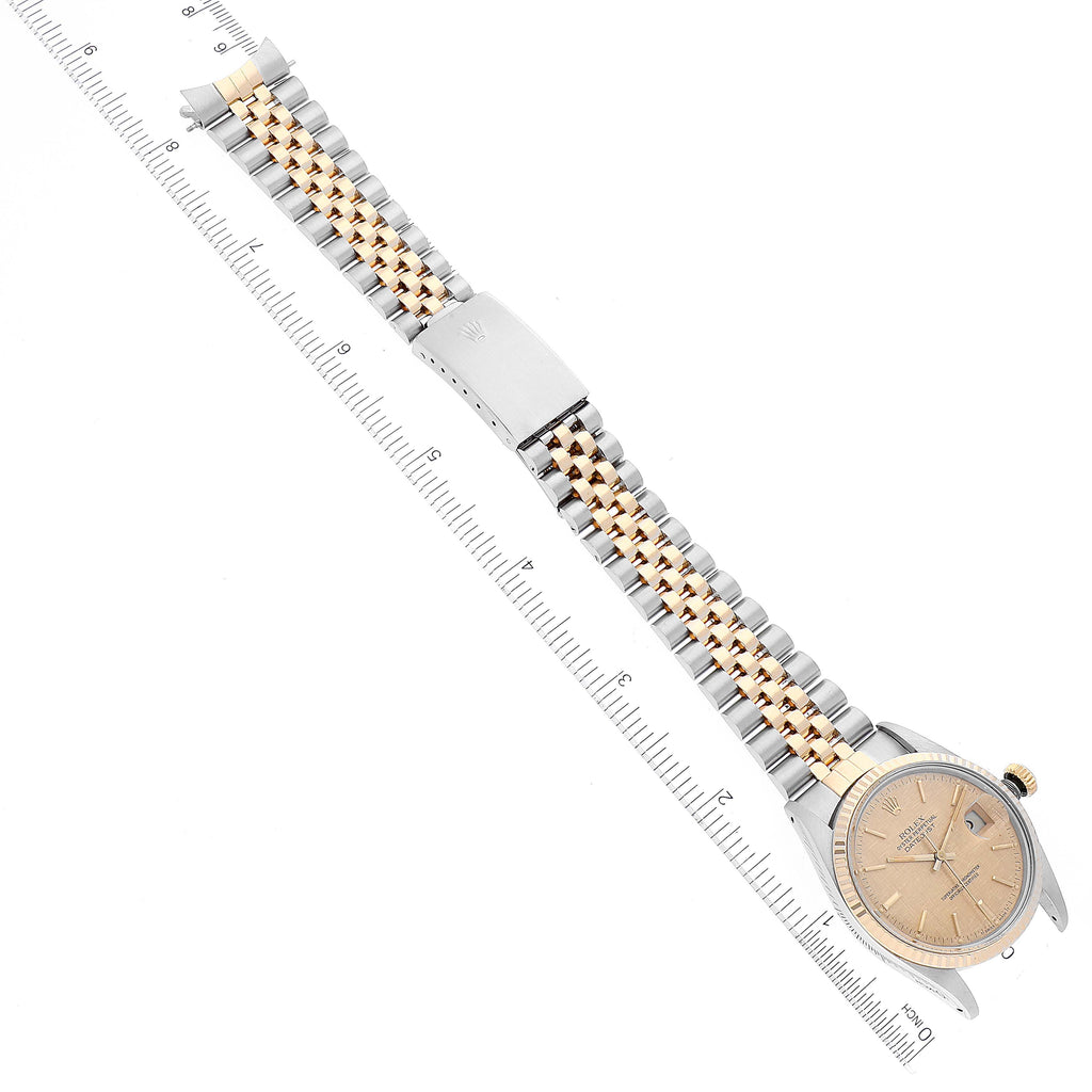 Rolex Datejust 36 Steel Yellow Gold Vintage Linen Dial Mens Watch 16013