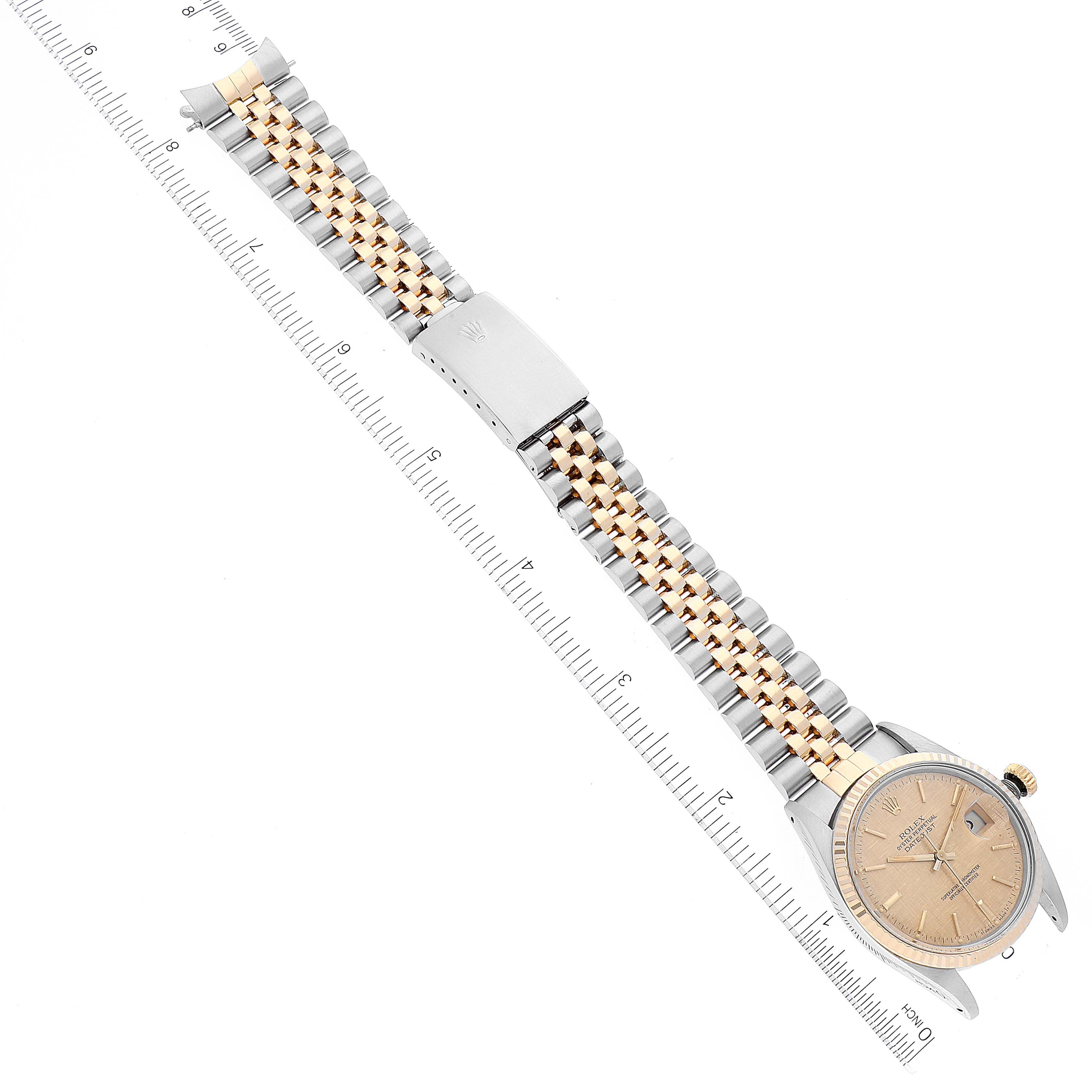 Rolex Datejust 36 Steel Yellow Gold Vintage Linen Dial Mens Watch 16013