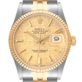 Rolex Datejust 36 Steel Yellow Gold Vintage Linen Dial Mens Watch 16013