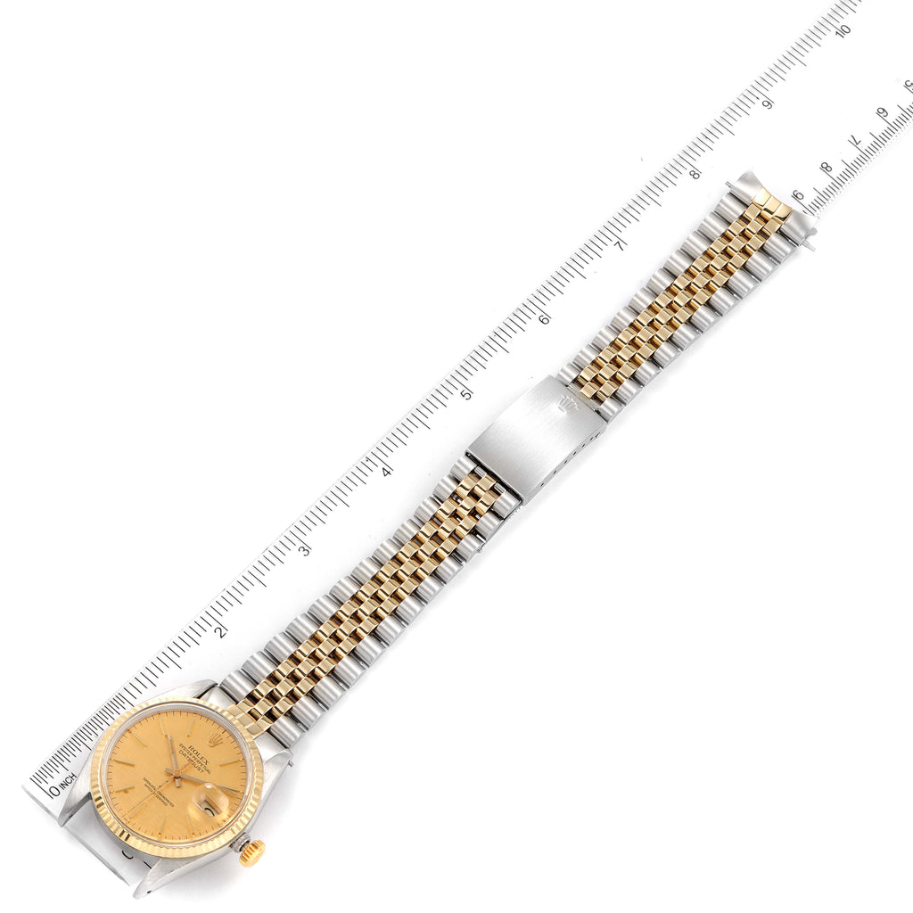 Rolex Datejust 36 Steel Yellow Gold Vintage Linen Dial Watch 16013 Box Papers