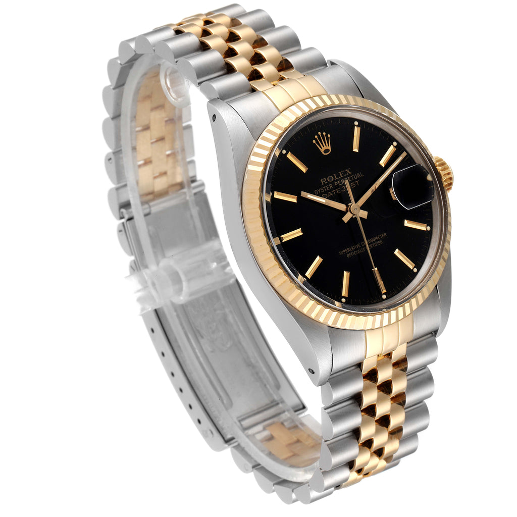Rolex Datejust 36 Steel Yellow Gold Vintage Mens Watch 16013 Box Papers