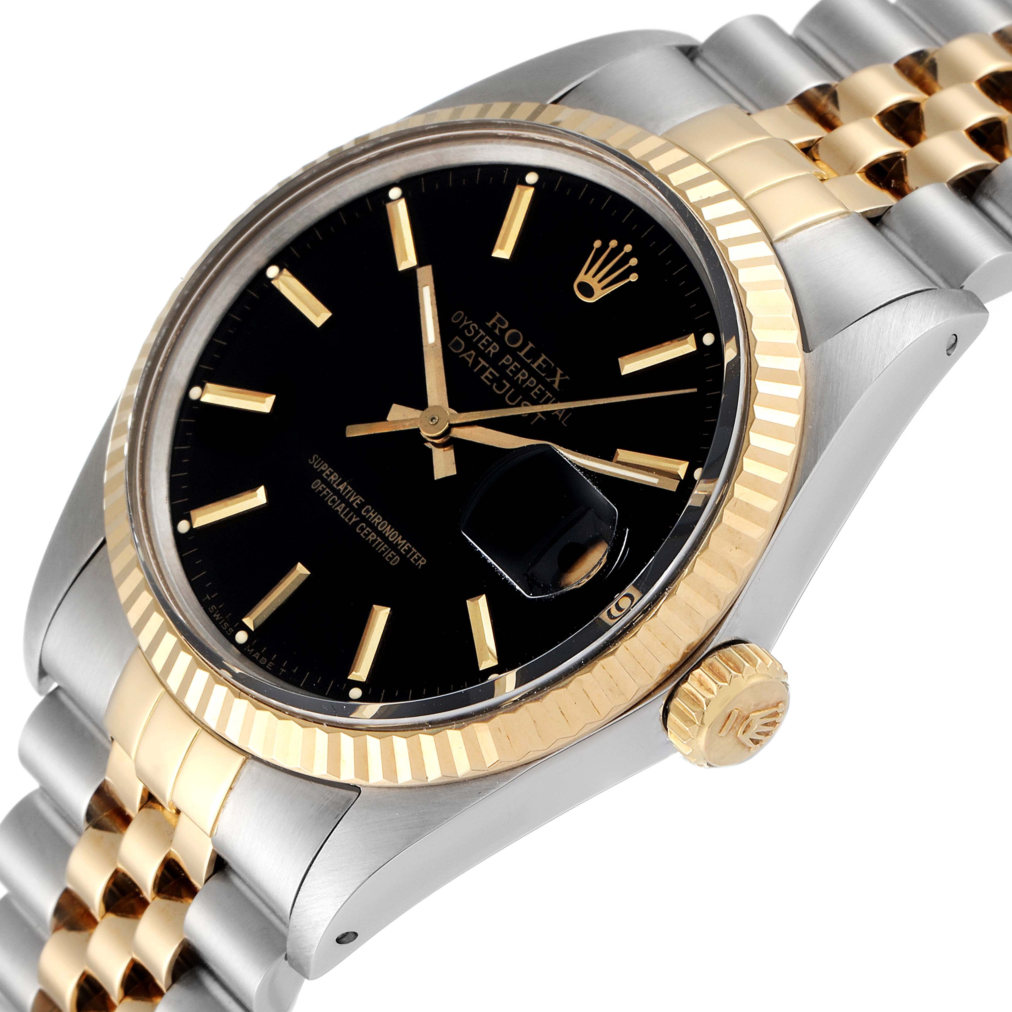 Rolex Datejust 36 Steel Yellow Gold Vintage Mens Watch 16013 Box Papers