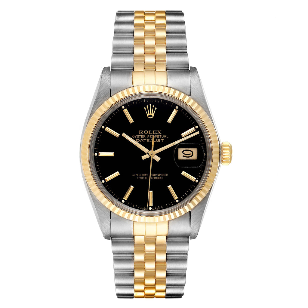 Rolex Datejust 36 Steel Yellow Gold Vintage Mens Watch 16013 Box Papers