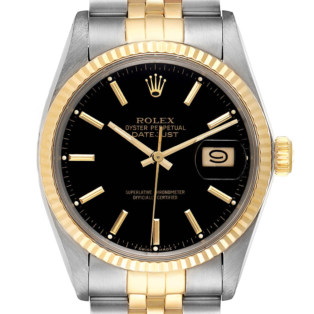 Rolex Datejust 36 Steel Yellow Gold Vintage Mens Watch 16013 Box Papers