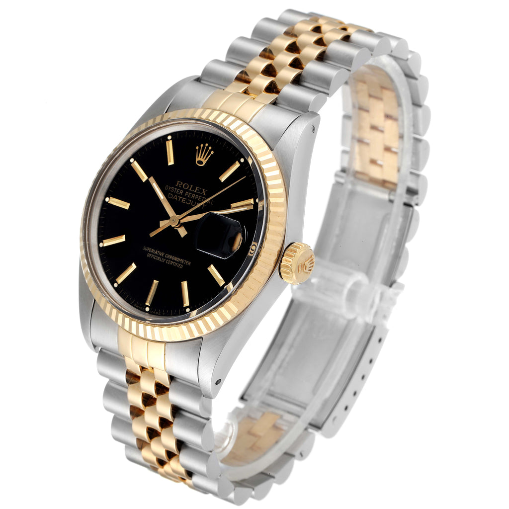 Rolex Datejust 36 Steel Yellow Gold Vintage Mens Watch 16013 Box Papers
