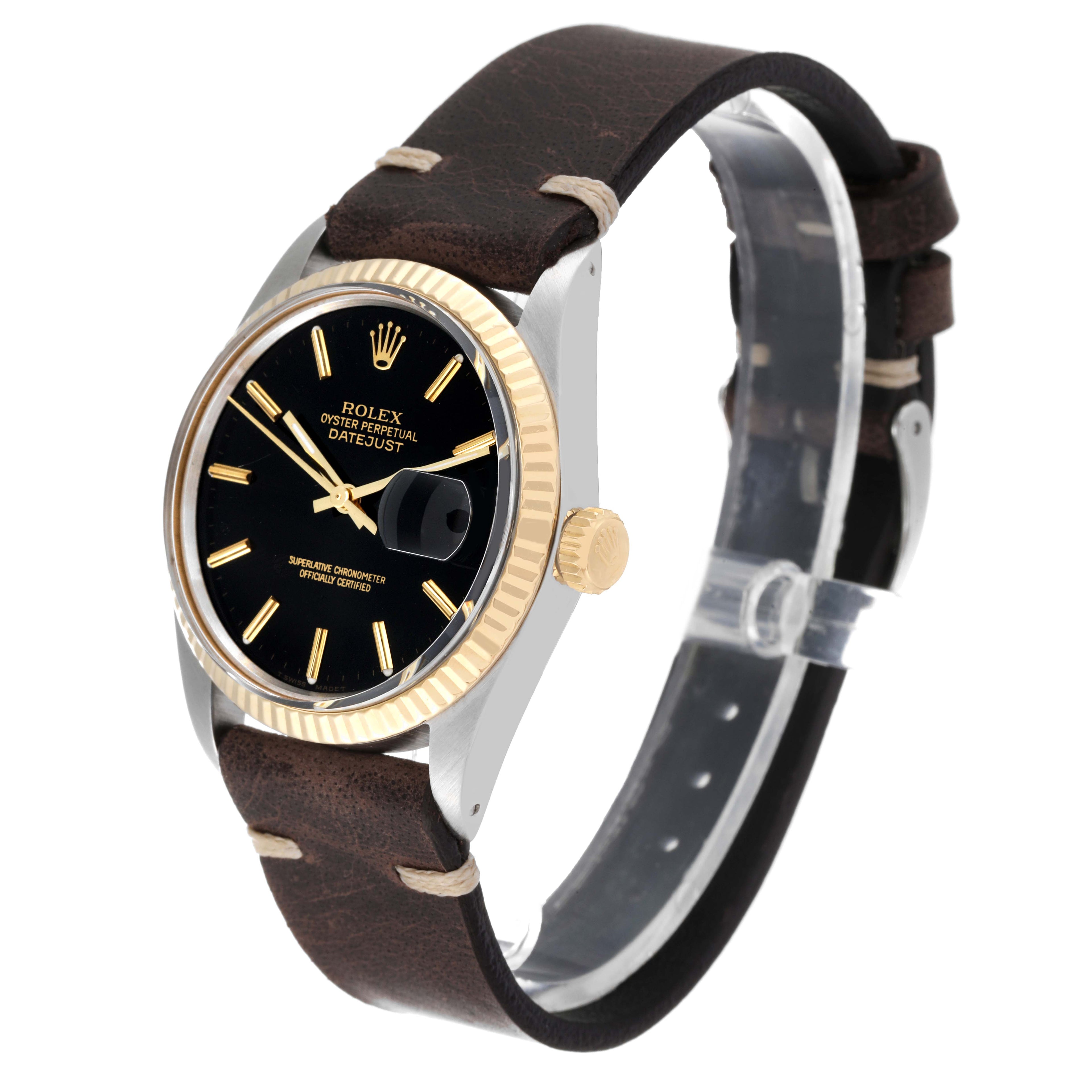 Rolex Datejust 36 Steel Yellow Gold Vintage Mens Watch 16013 Box Service Card