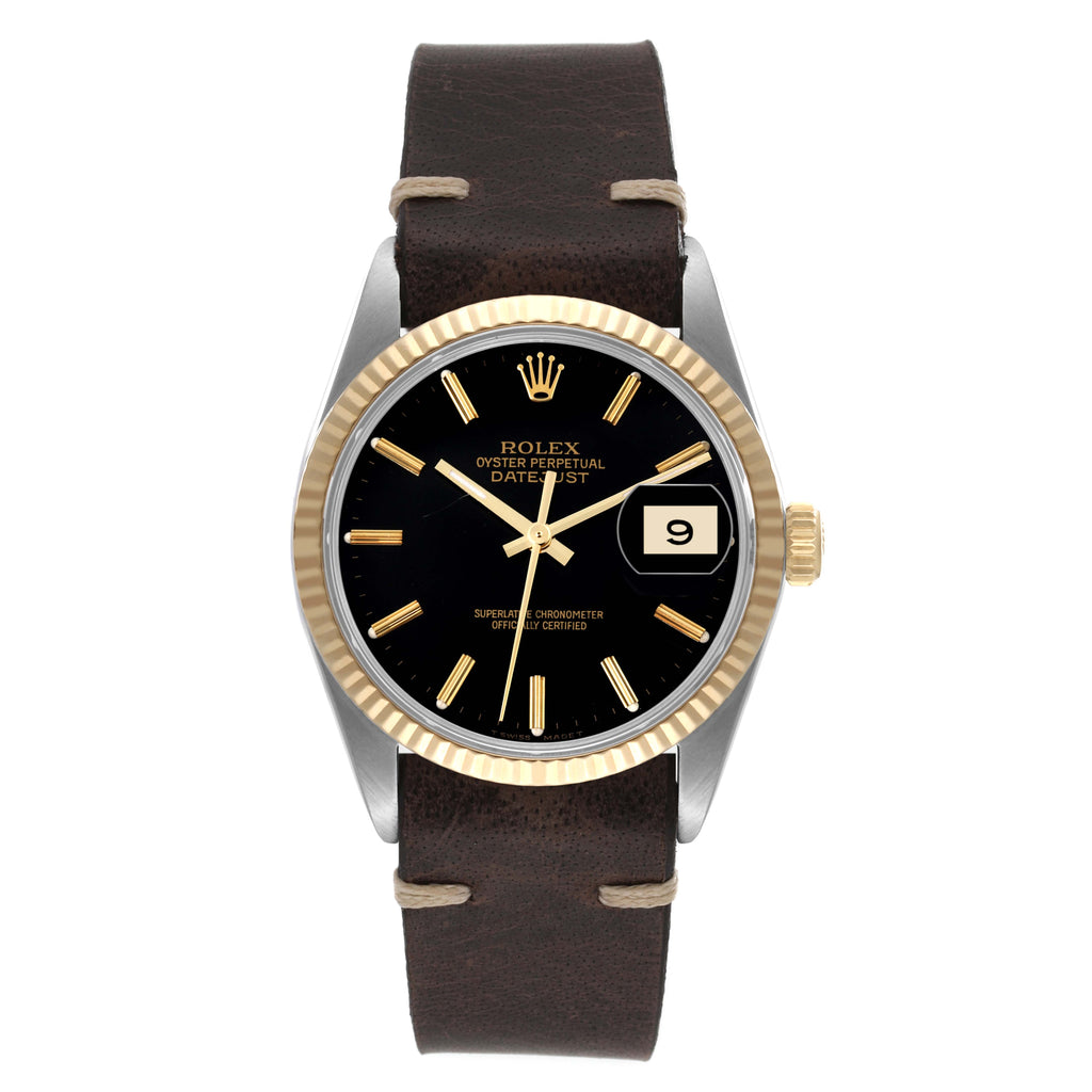 Rolex Datejust 36 Steel Yellow Gold Vintage Mens Watch 16013 Box Service Card