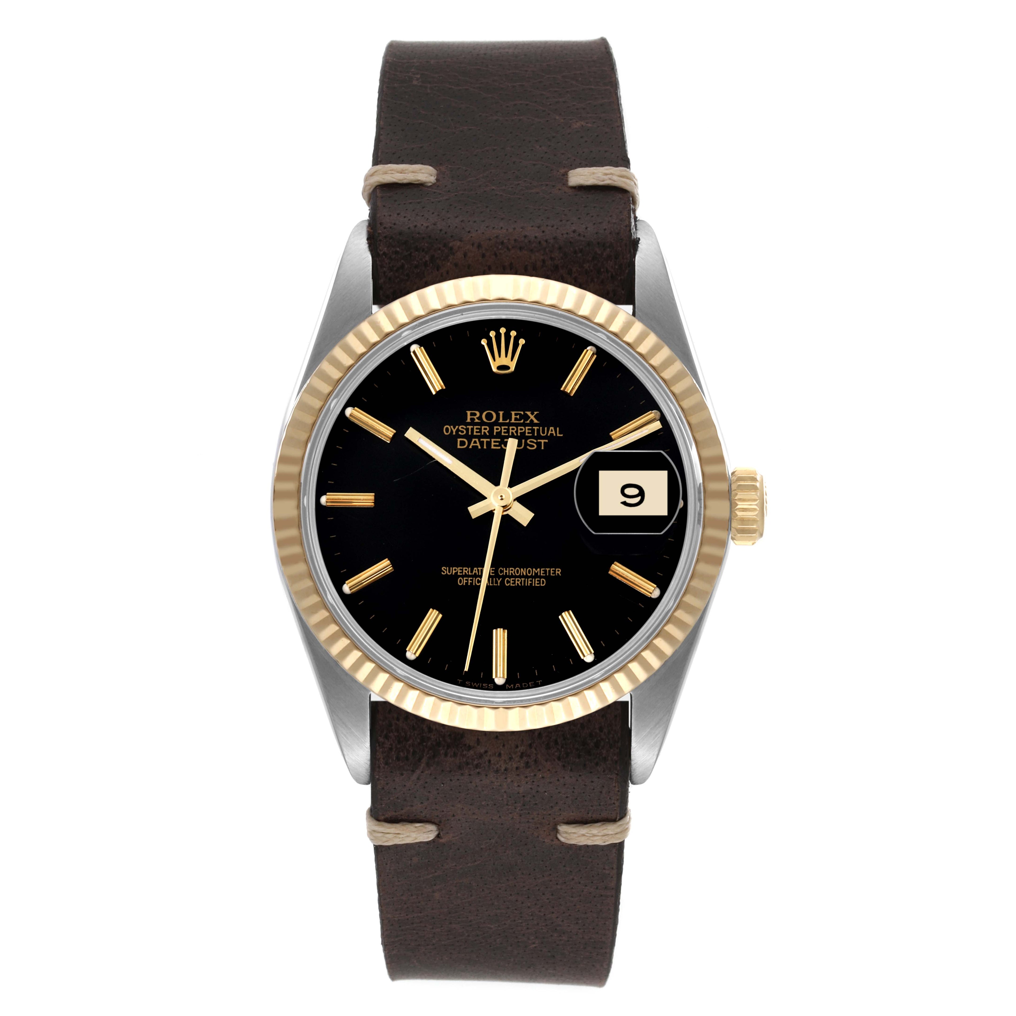 Rolex Datejust 36 Steel Yellow Gold Vintage Mens Watch 16013 Box Service Card