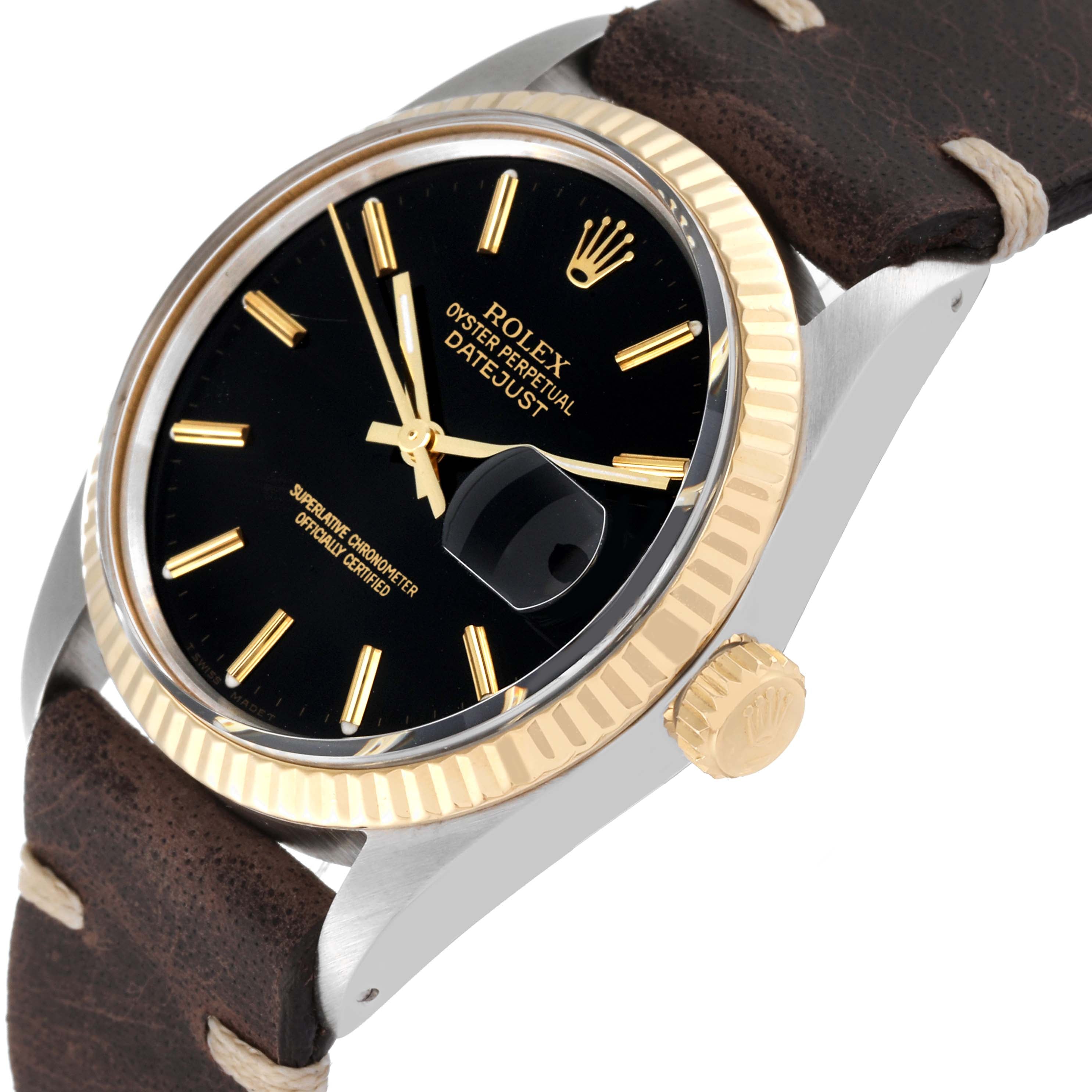 Rolex Datejust 36 Steel Yellow Gold Vintage Mens Watch 16013 Box Service Card