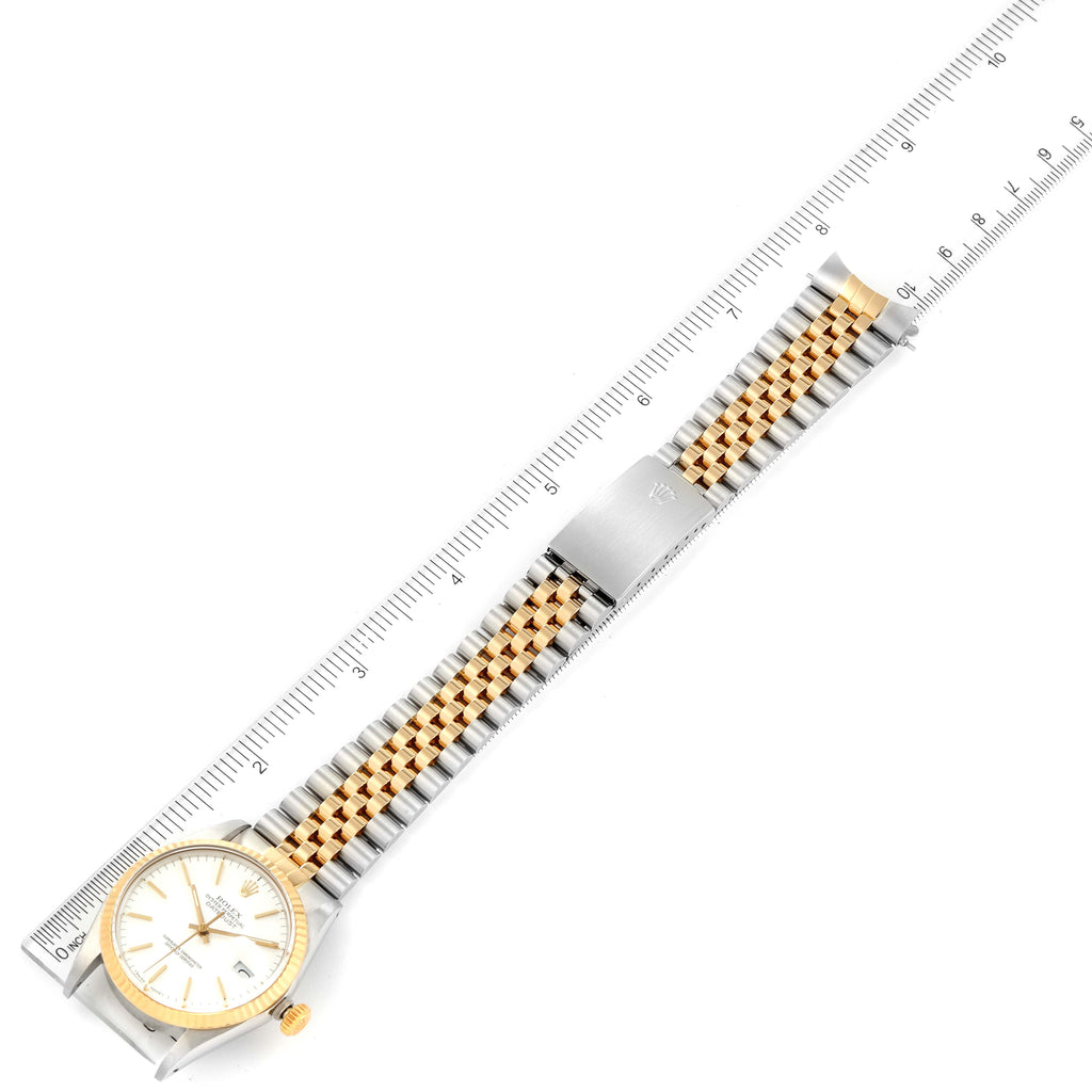 Rolex Datejust 36 Steel Yellow Gold White Dial Vintage Mens Watch 16013