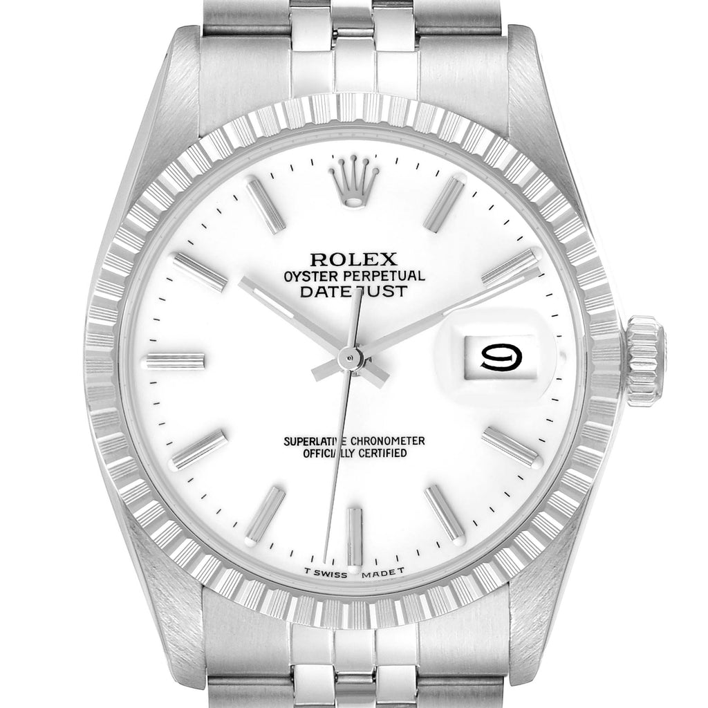 Rolex Datejust 36mm White Dial Steel Vintage Mens Watch 16030