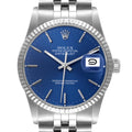 Rolex Datejust Blue Dial Vintage Steel Mens Watch 16030