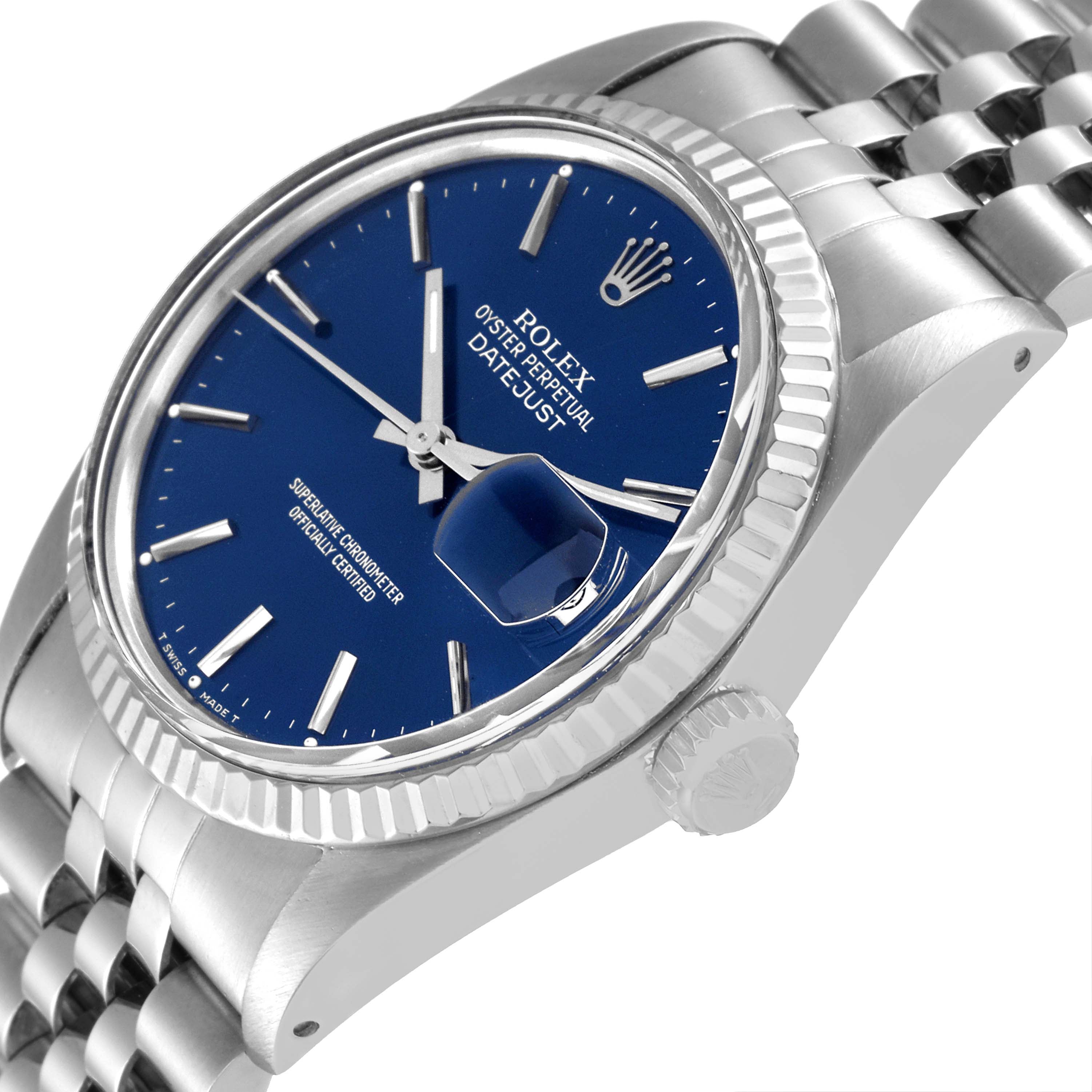 Rolex Datejust Blue Dial Vintage Steel Mens Watch 16030