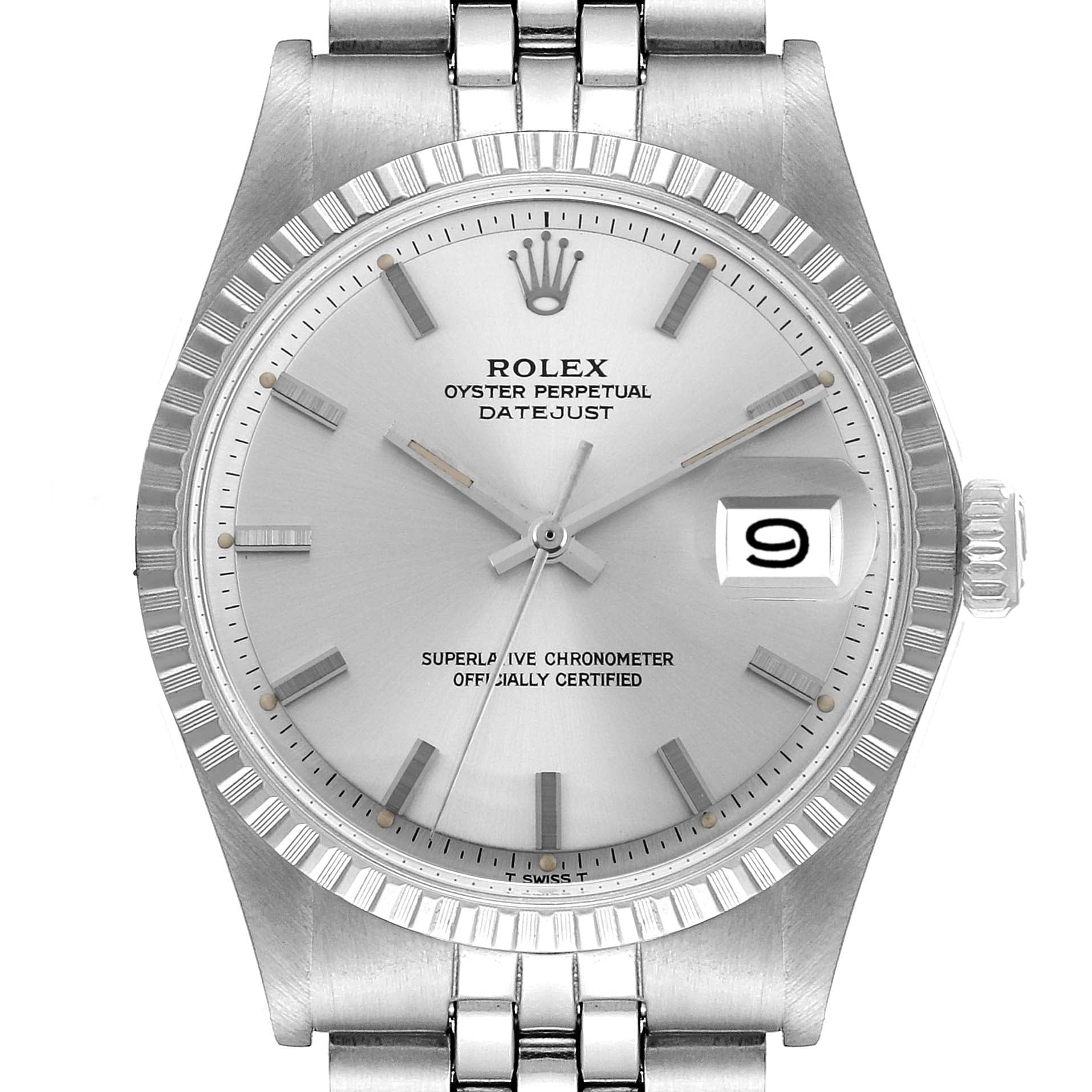 Rolex Datejust Silver Dial Jubilee Bracelet Vintage Mens Watch 1603