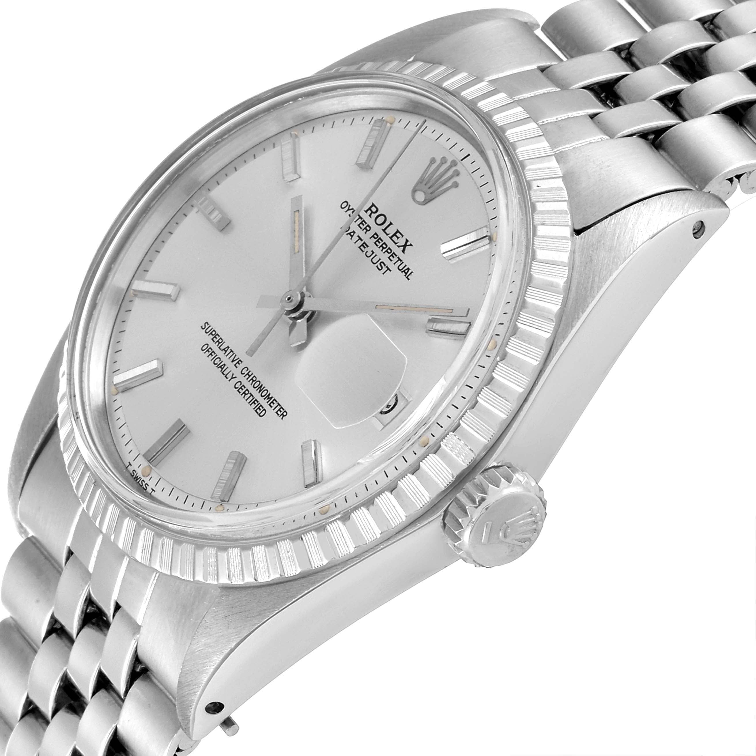 Rolex Datejust Silver Dial Jubilee Bracelet Vintage Mens Watch 1603