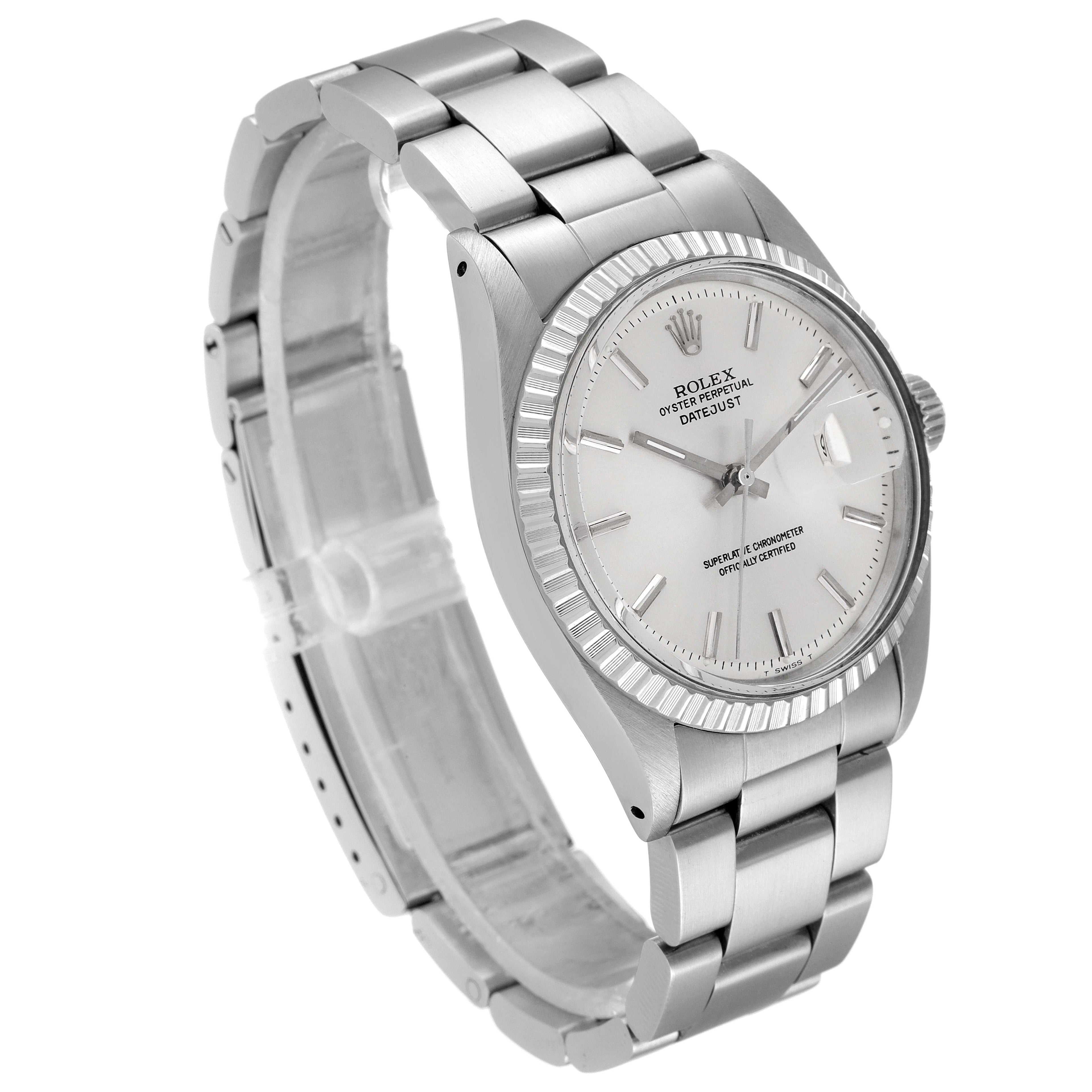 Rolex Datejust Silver Dial Oyster Bracelet Vintage Mens Watch 1603 Box Papers