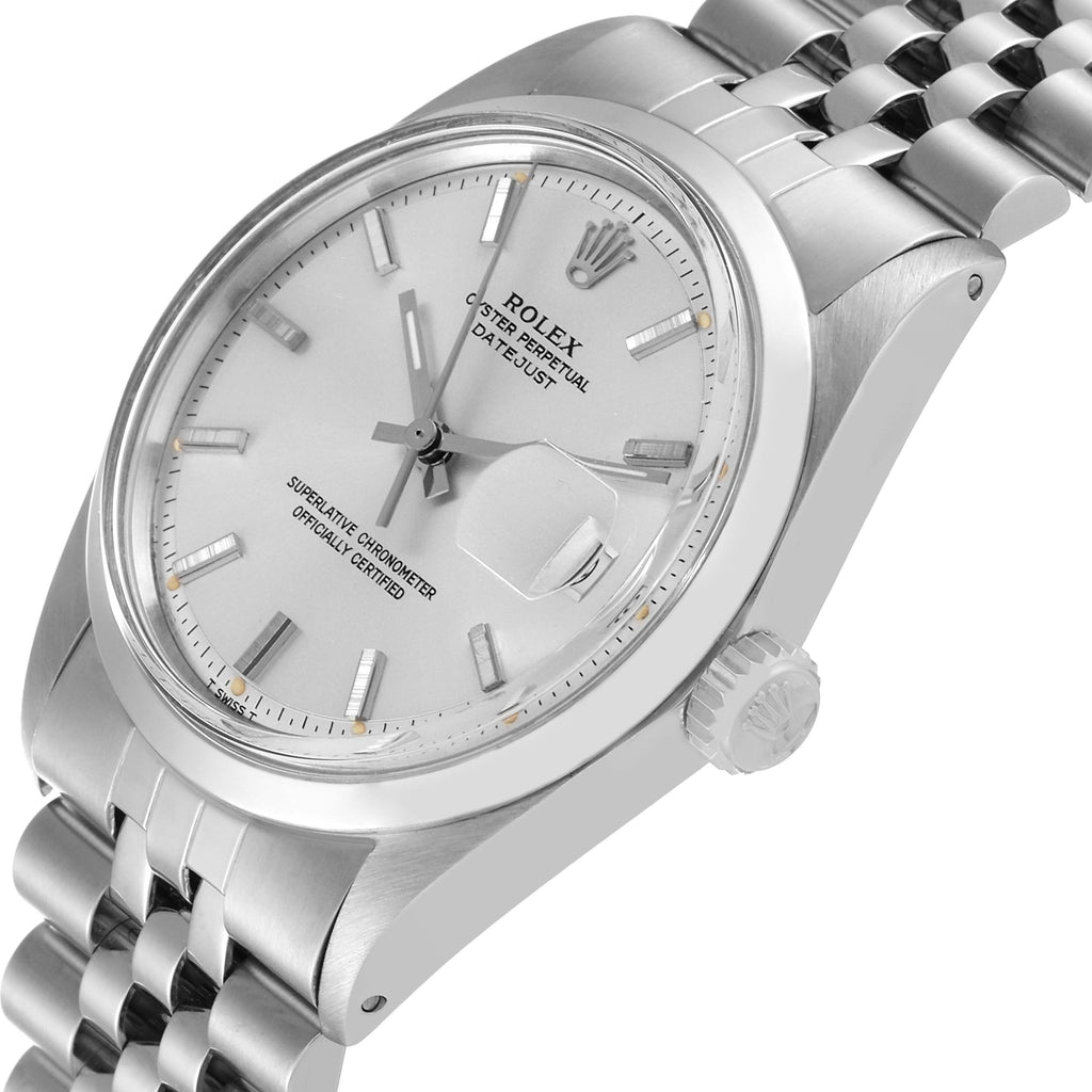Rolex Datejust Silver Dial Steel Vintage Mens Watch 1600 Box Service Papers