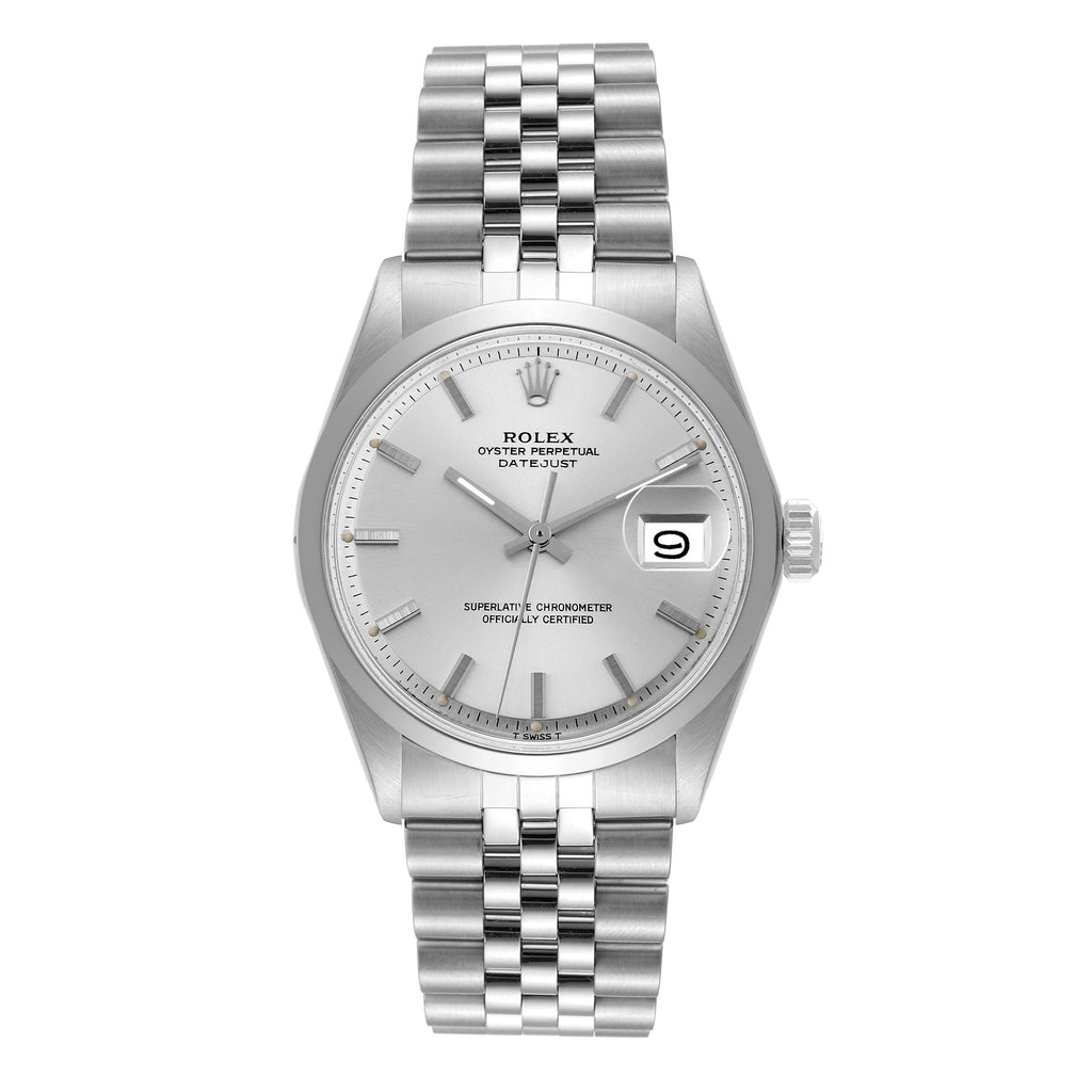 Rolex Datejust Silver Dial Steel Vintage Mens Watch 1600 Box Service Papers