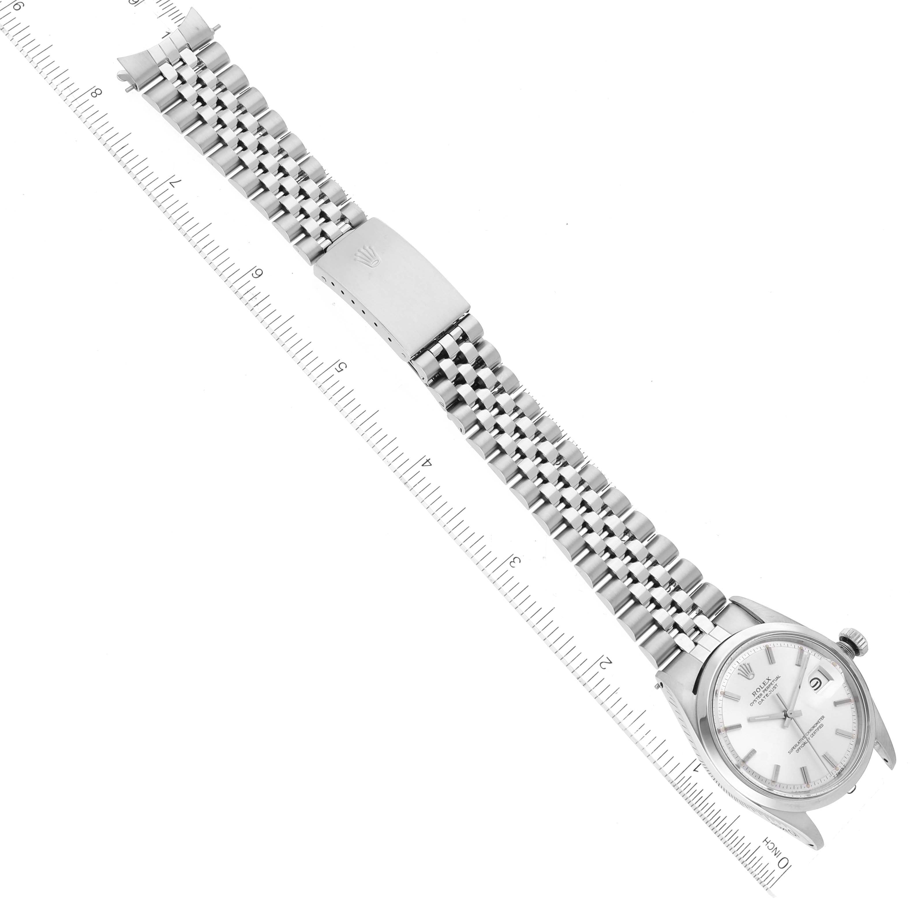 Rolex Datejust Silver Dial Steel Vintage Mens Watch 1600 Box Service Papers