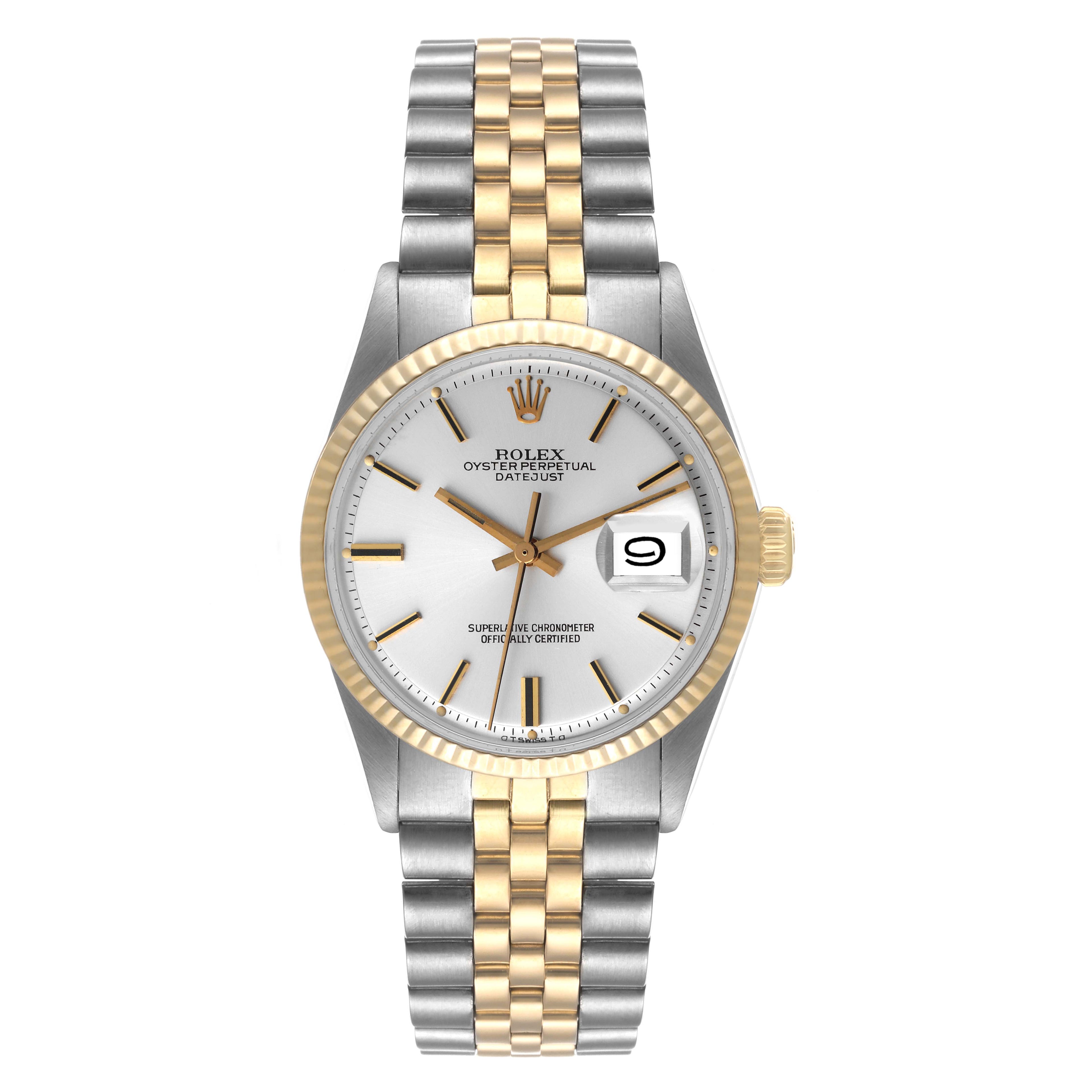 Rolex Datejust Silver Dial Steel Yellow Gold Vintage Mens Watch 1601