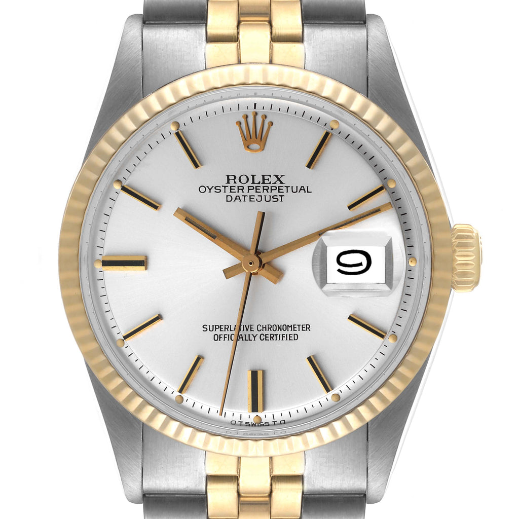 Rolex Datejust Silver Dial Steel Yellow Gold Vintage Mens Watch 1601