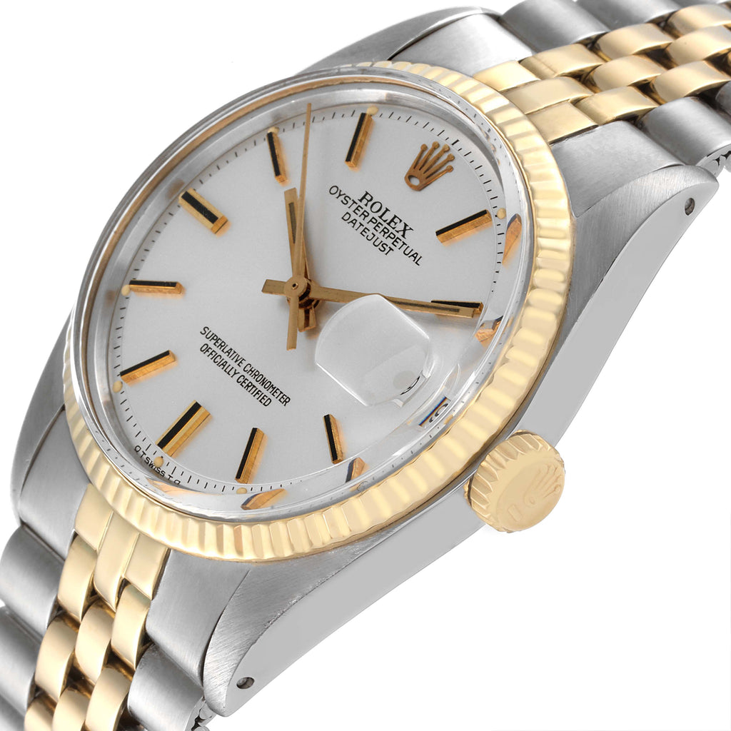 Rolex Datejust Silver Dial Steel Yellow Gold Vintage Mens Watch 1601