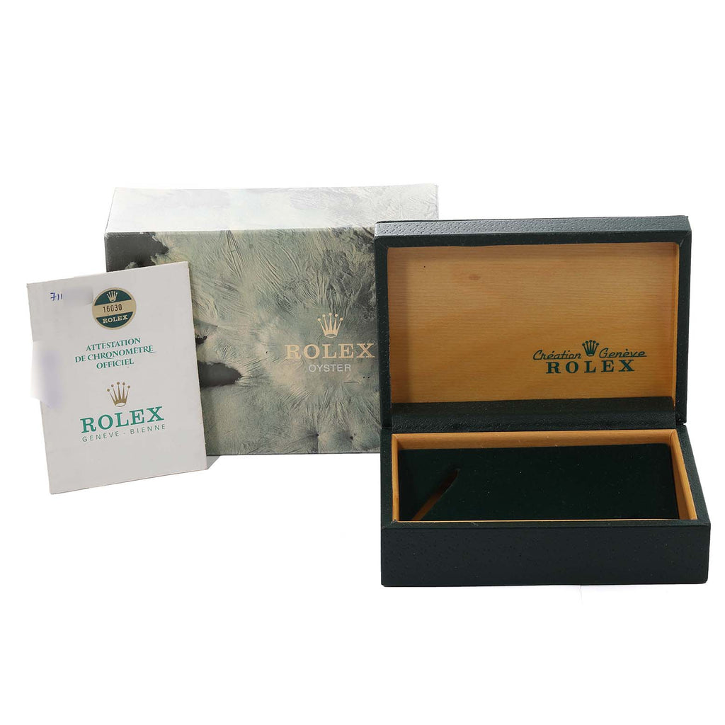 Rolex Datejust Silver Linen Dial Vintage Steel Mens Watch 16030 Box Papers