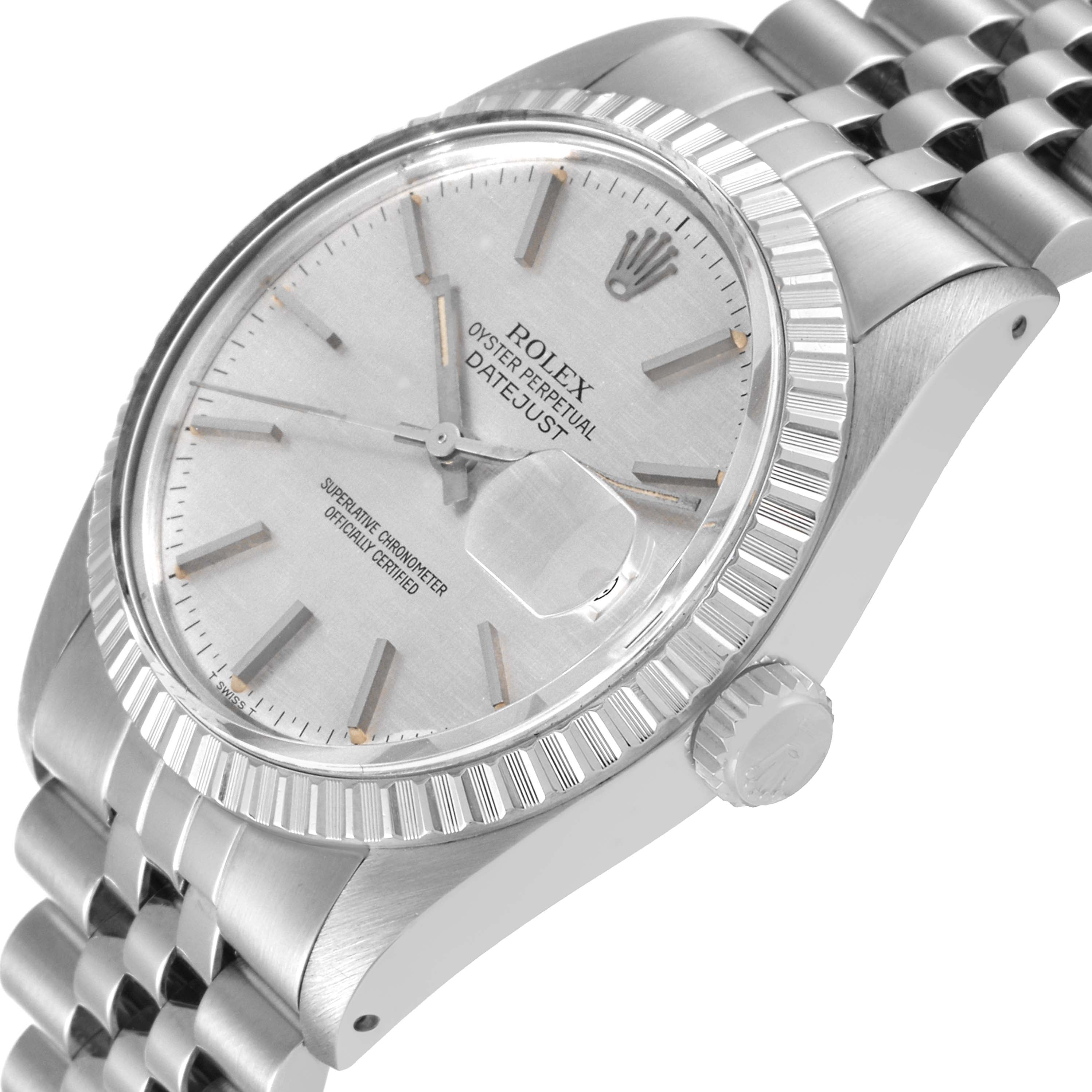 Rolex Datejust Silver Linen Dial Vintage Steel Mens Watch 16030 Box Papers