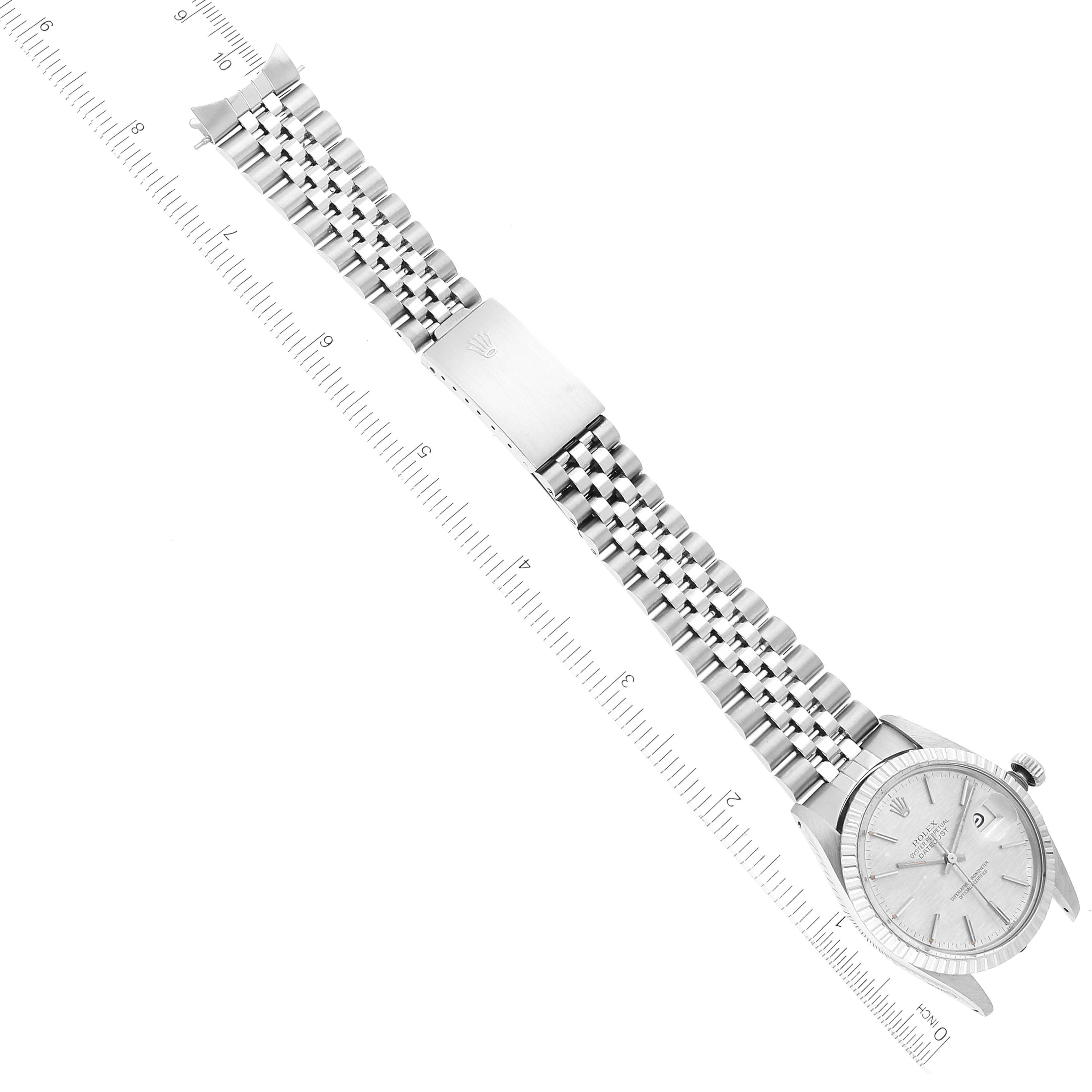 Rolex Datejust Silver Linen Dial Vintage Steel Mens Watch 16030 Box Papers