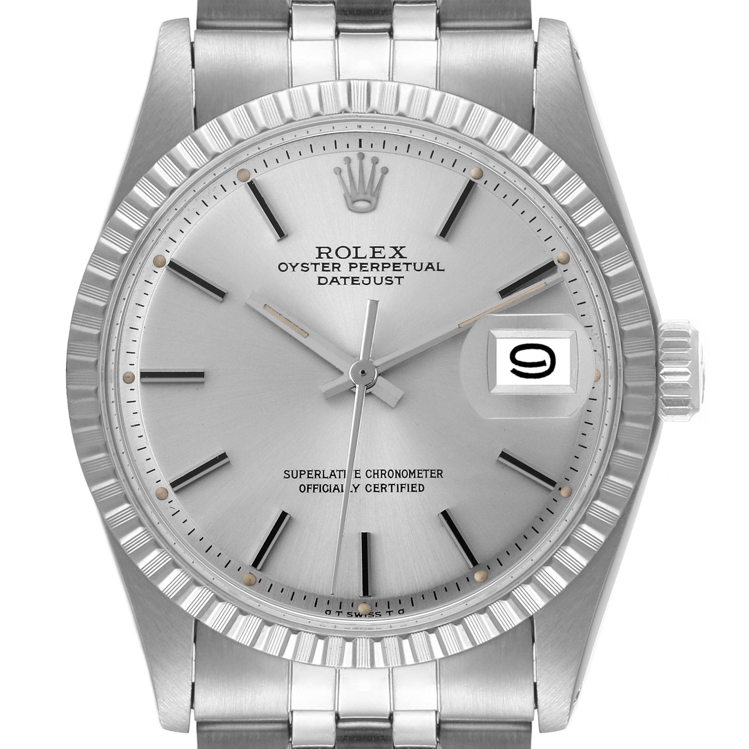 Rolex Datejust Silver Sigma Dial Oyster Bracelet Vintage Mens Watch 1603