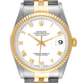 Rolex Datejust White Dial Steel Yellow Gold Mens Watch 16233 Box