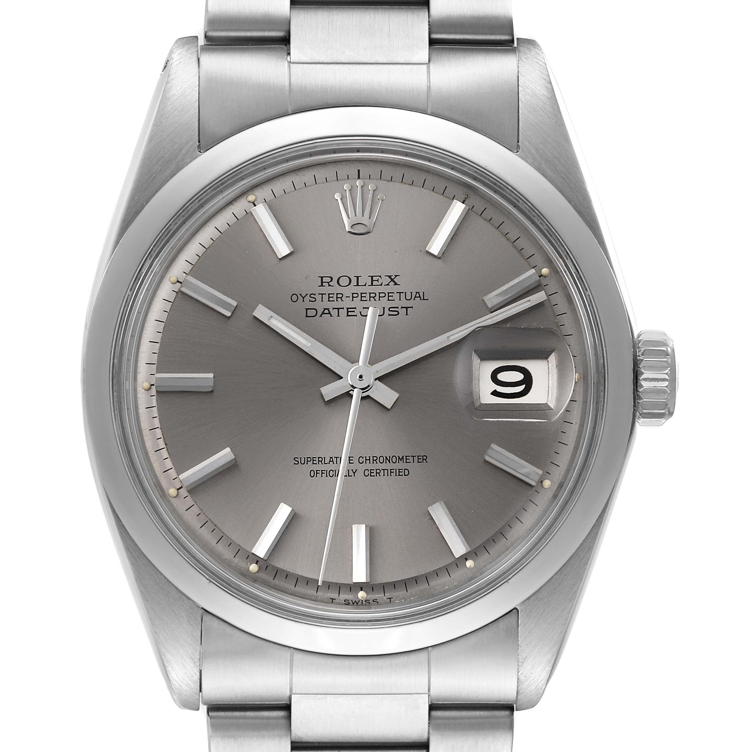 Rolex Datejust Steel Grey Dial Vintage Mens Watch 1600
