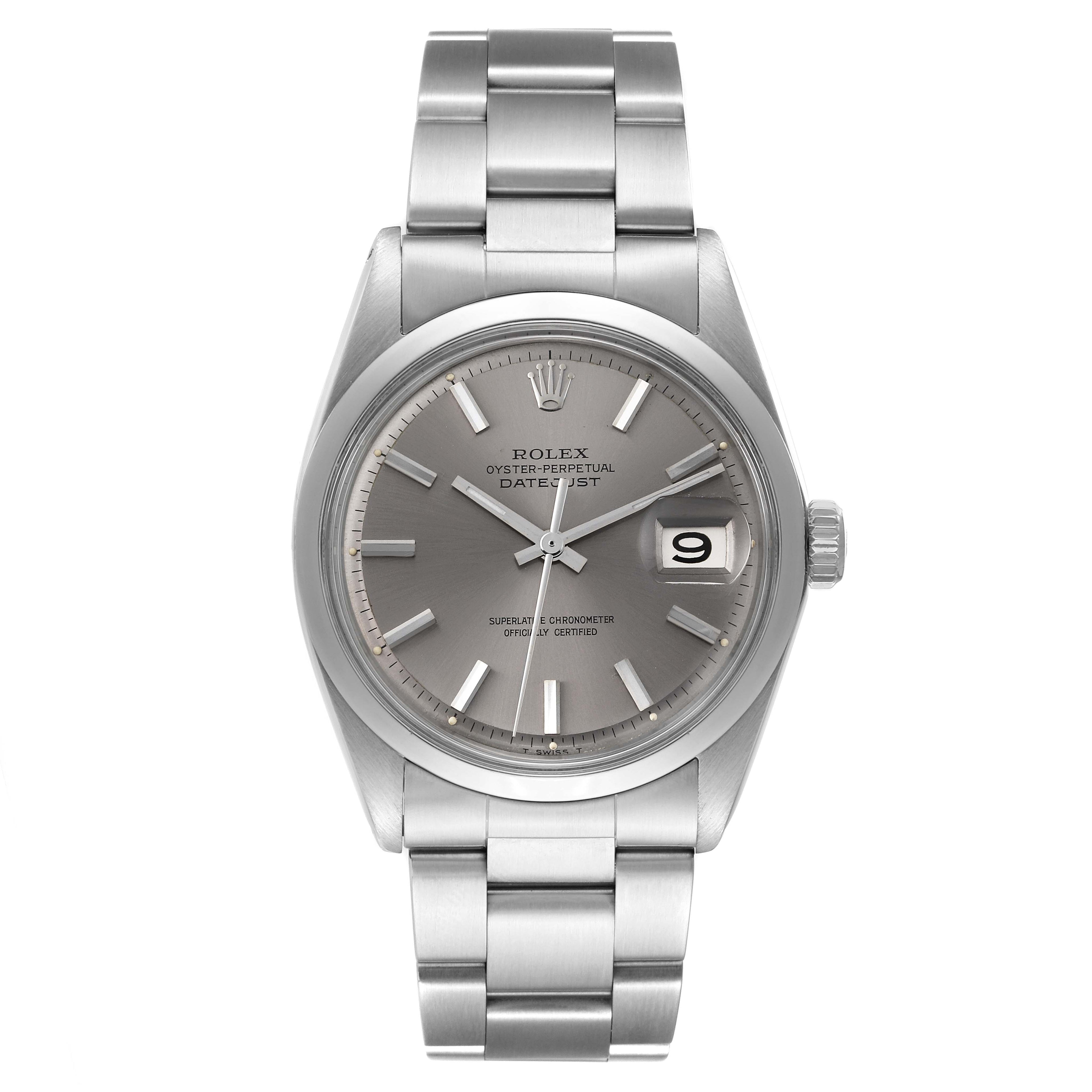 Rolex Datejust Steel Grey Dial Vintage Mens Watch 1600