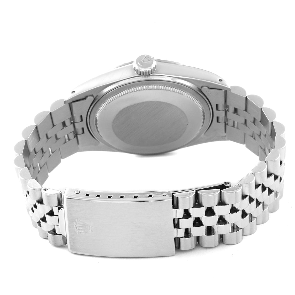 Rolex Datejust Steel Silver Dial Engine Turned Bezel Vintage Mens Watch 16030