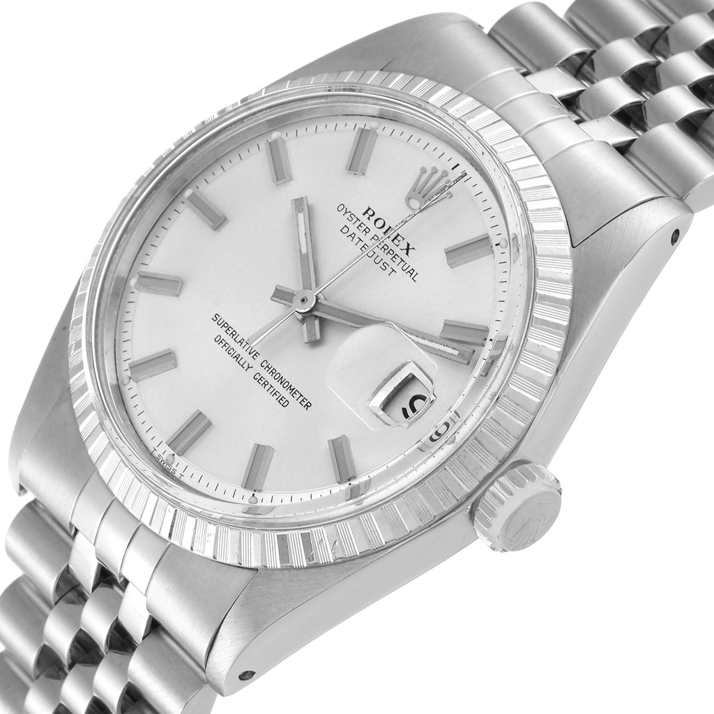 Rolex Datejust Steel Silver Dial Wide Boy Vintage Mens Watch 1603