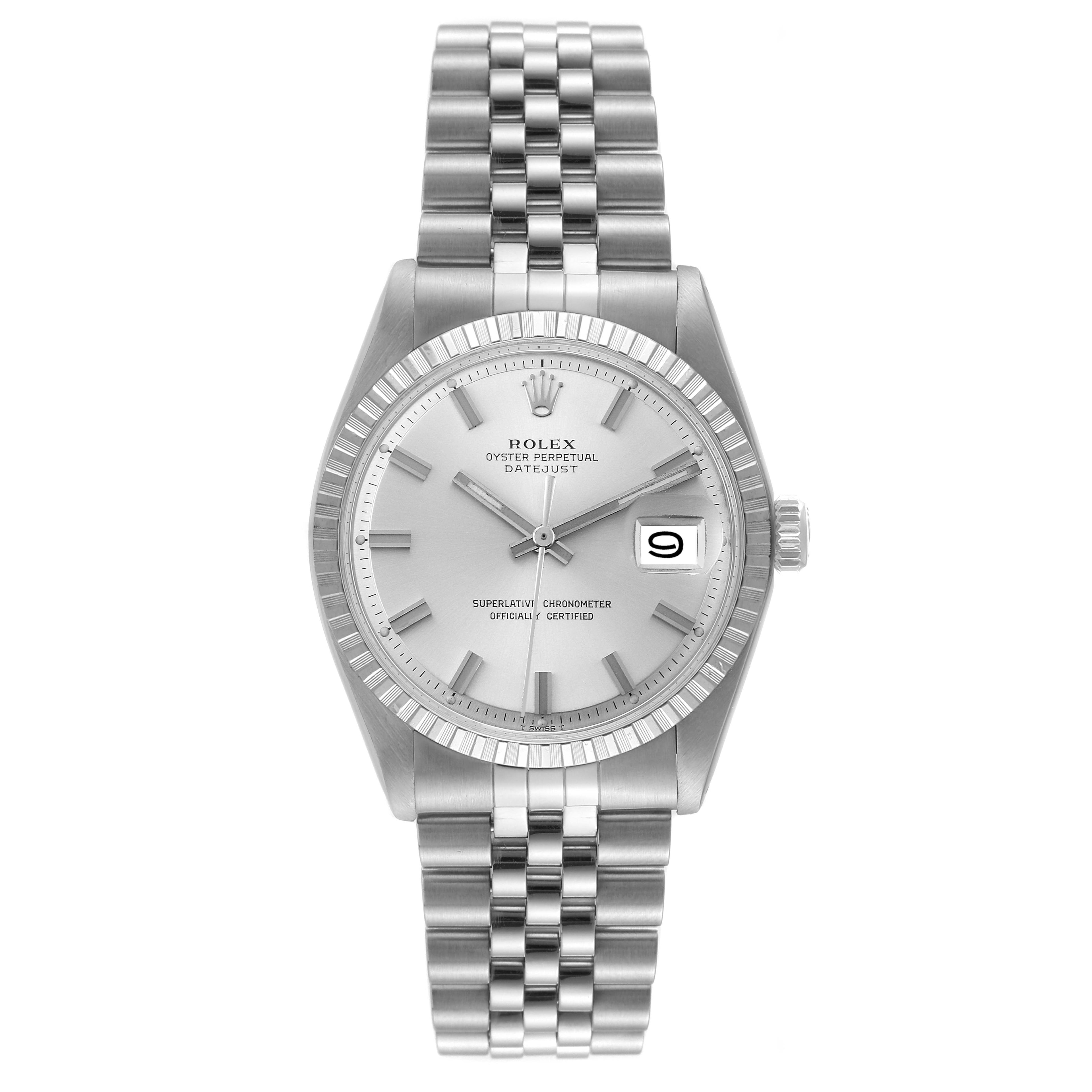 Rolex Datejust Steel Silver Dial Wide Boy Vintage Mens Watch 1603