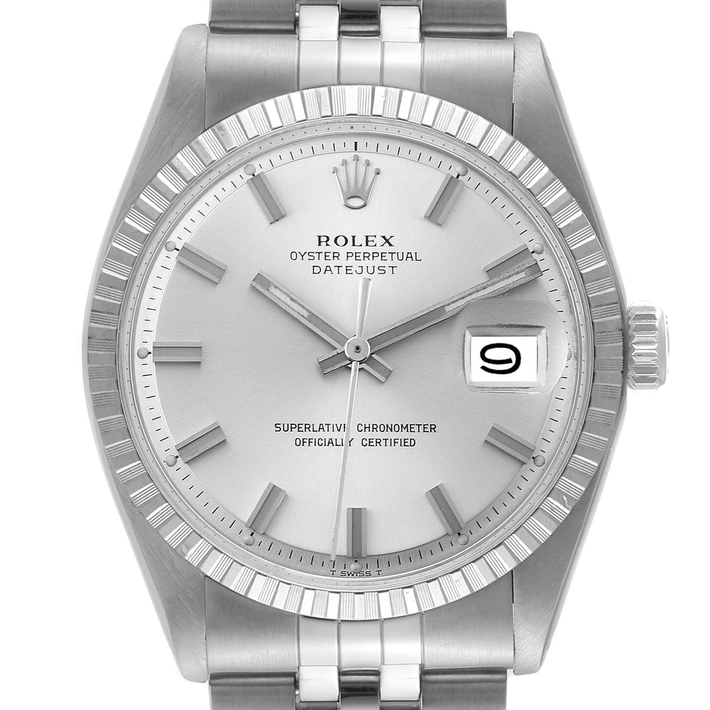 Rolex Datejust Steel Silver Dial Wide Boy Vintage Mens Watch 1603