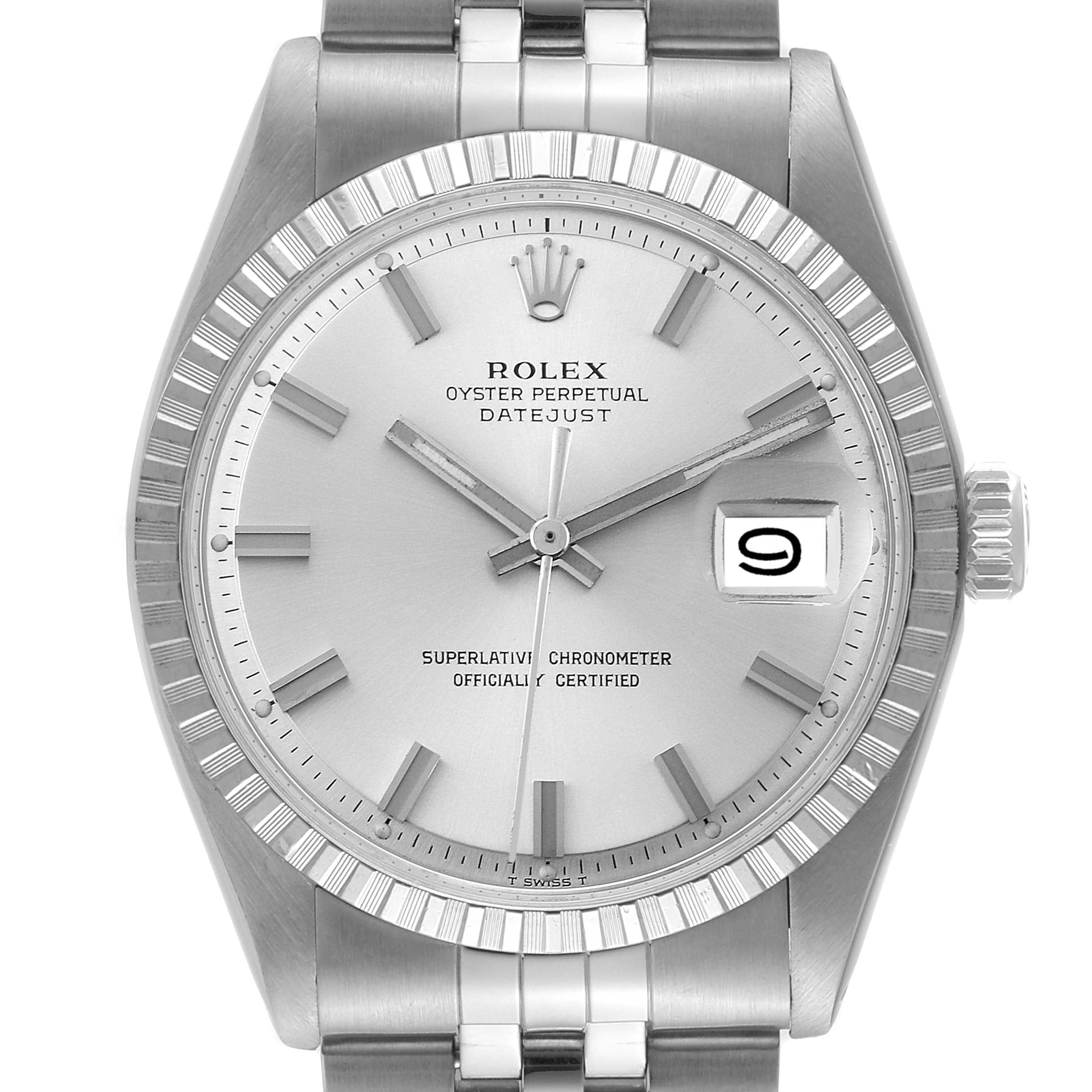 Rolex Datejust Steel Silver Dial Wide Boy Vintage Mens Watch 1603