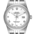 Rolex Datejust Steel White Gold Fluted Bezel Vintage Mens Watch 16014