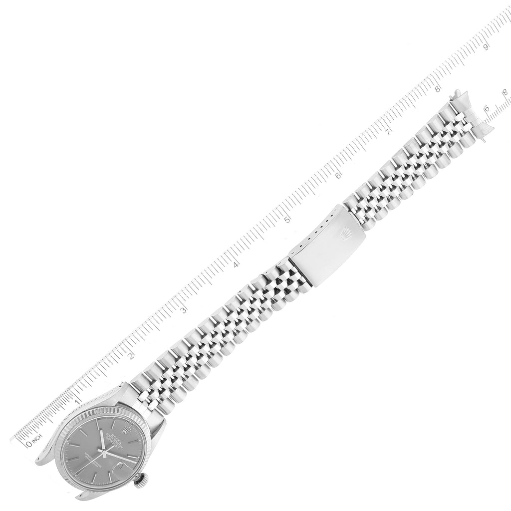 Rolex Datejust Steel White Gold Gray Dial Vintage Watch 16014