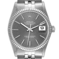 Rolex Datejust Steel White Gold Gray Dial Vintage Watch 16014