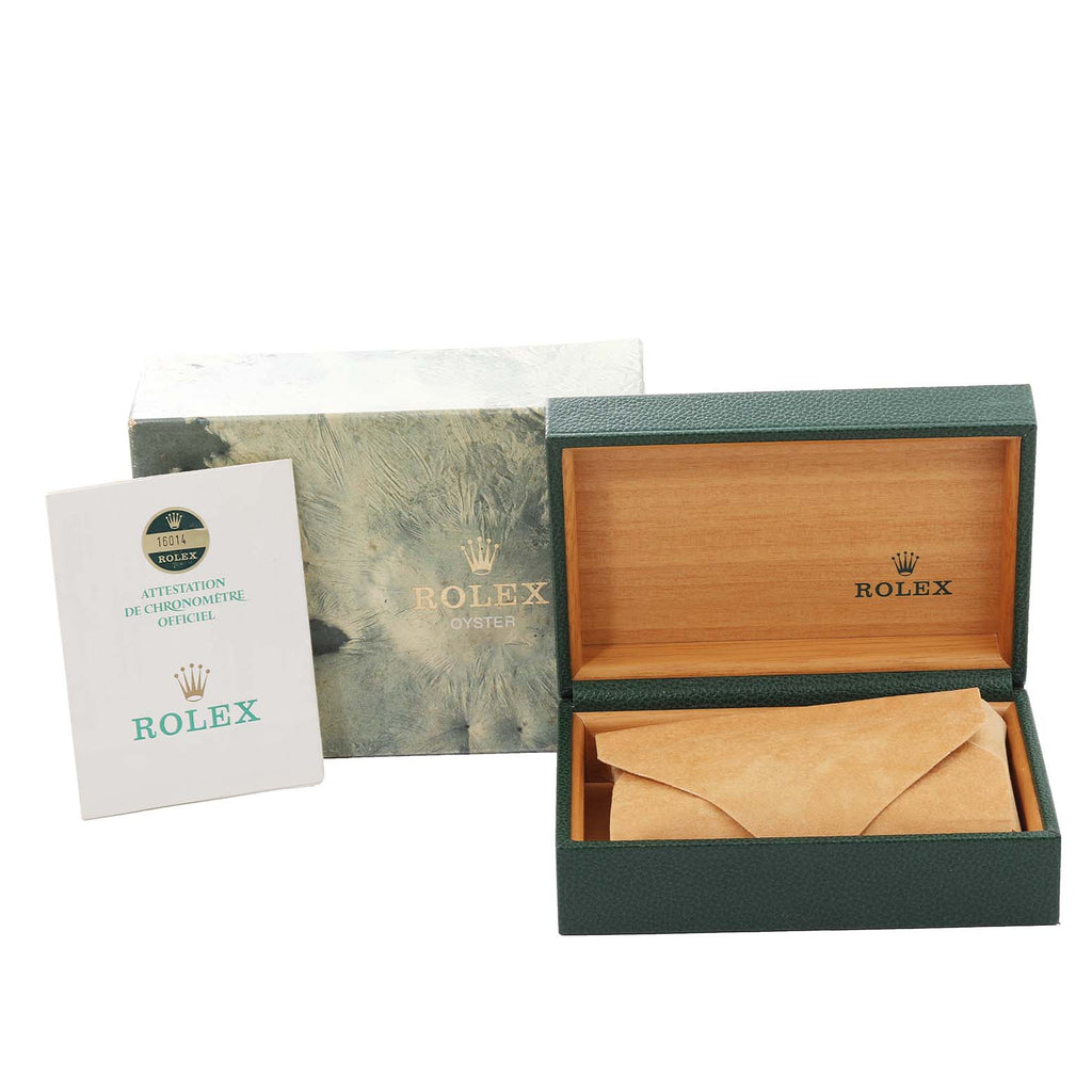 Rolex Datejust Steel White Gold Grey Tapestry Dial Vintage Mens Watch 16014 Box Papers