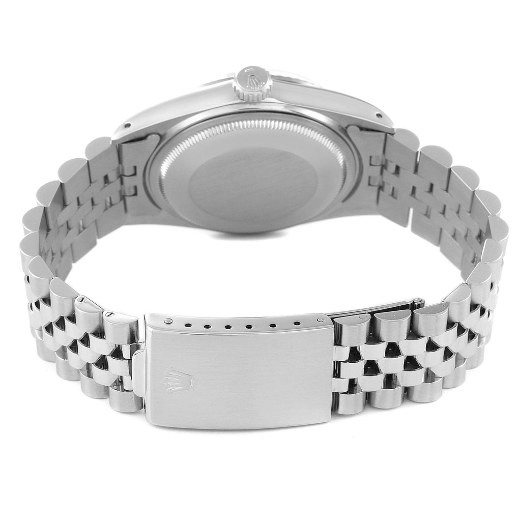 Rolex Datejust Steel White Gold Grey Tapestry Dial Vintage Mens Watch 16014 Box Papers