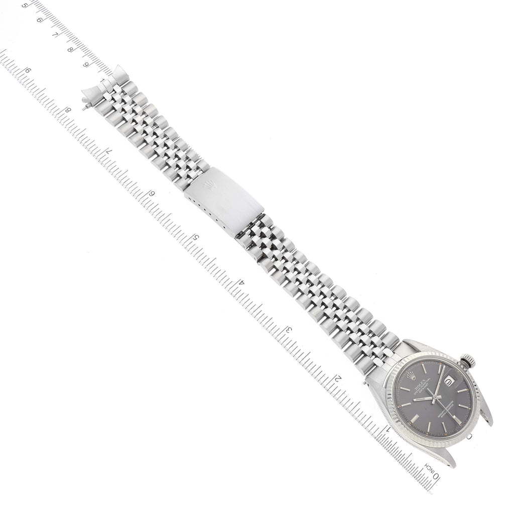 Rolex Datejust Steel White Gold Sigma Grey Ghost Dial Vintage Mens Watch 1601
