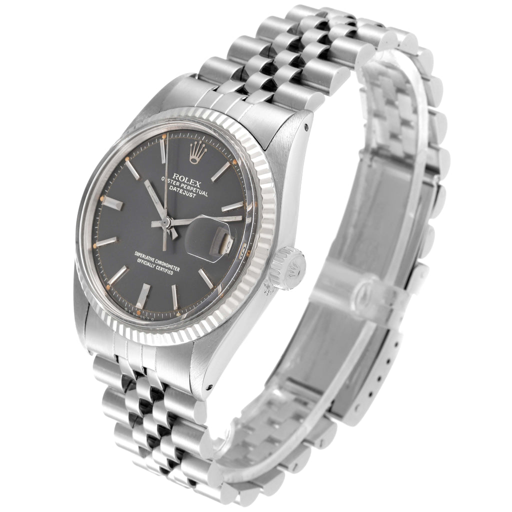 Rolex Datejust Steel White Gold Sigma Grey Ghost Dial Vintage Mens Watch 1601