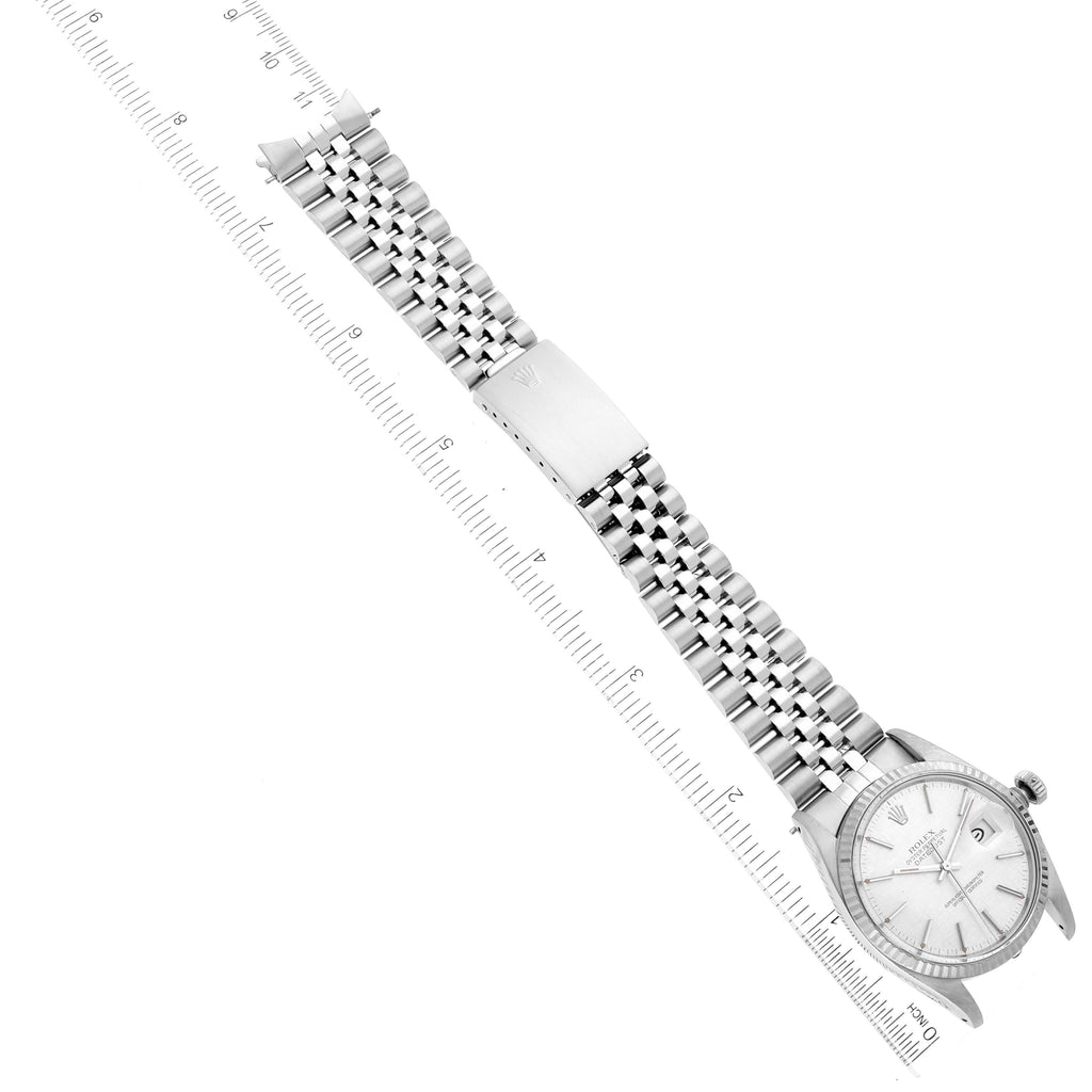 Rolex Datejust Steel White Gold Silver Linen Dial Vintage Watch 16014 + 2 Extra links
