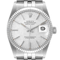 Rolex Datejust Steel White Gold Silver Linen Dial Vintage Watch 16014