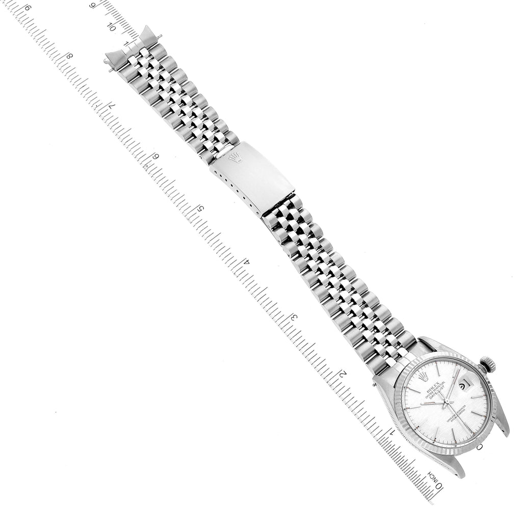 Rolex Datejust Steel White Gold Silver Linen Dial Vintage Watch 16014